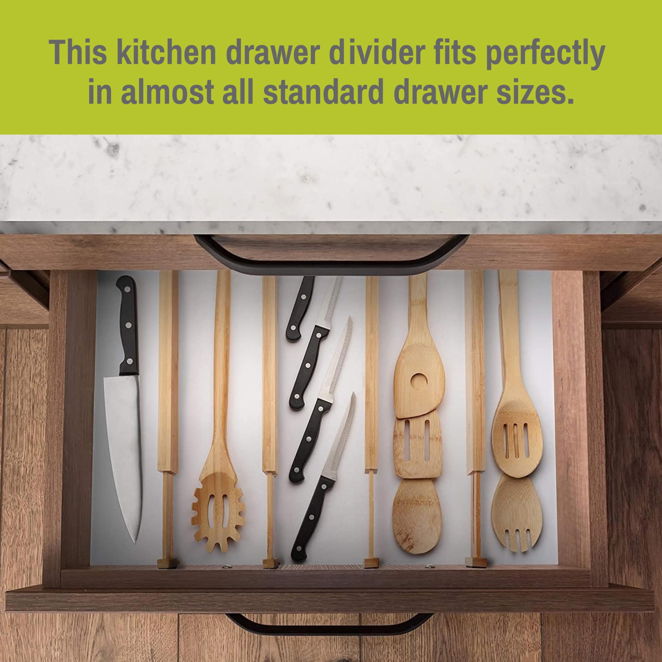 Homemaid Living Bamboo Drawer Organizer Adjustable and Expandable - Ideal Drawer Dividers for Kitchen, Dresser, Bedroom and Bath