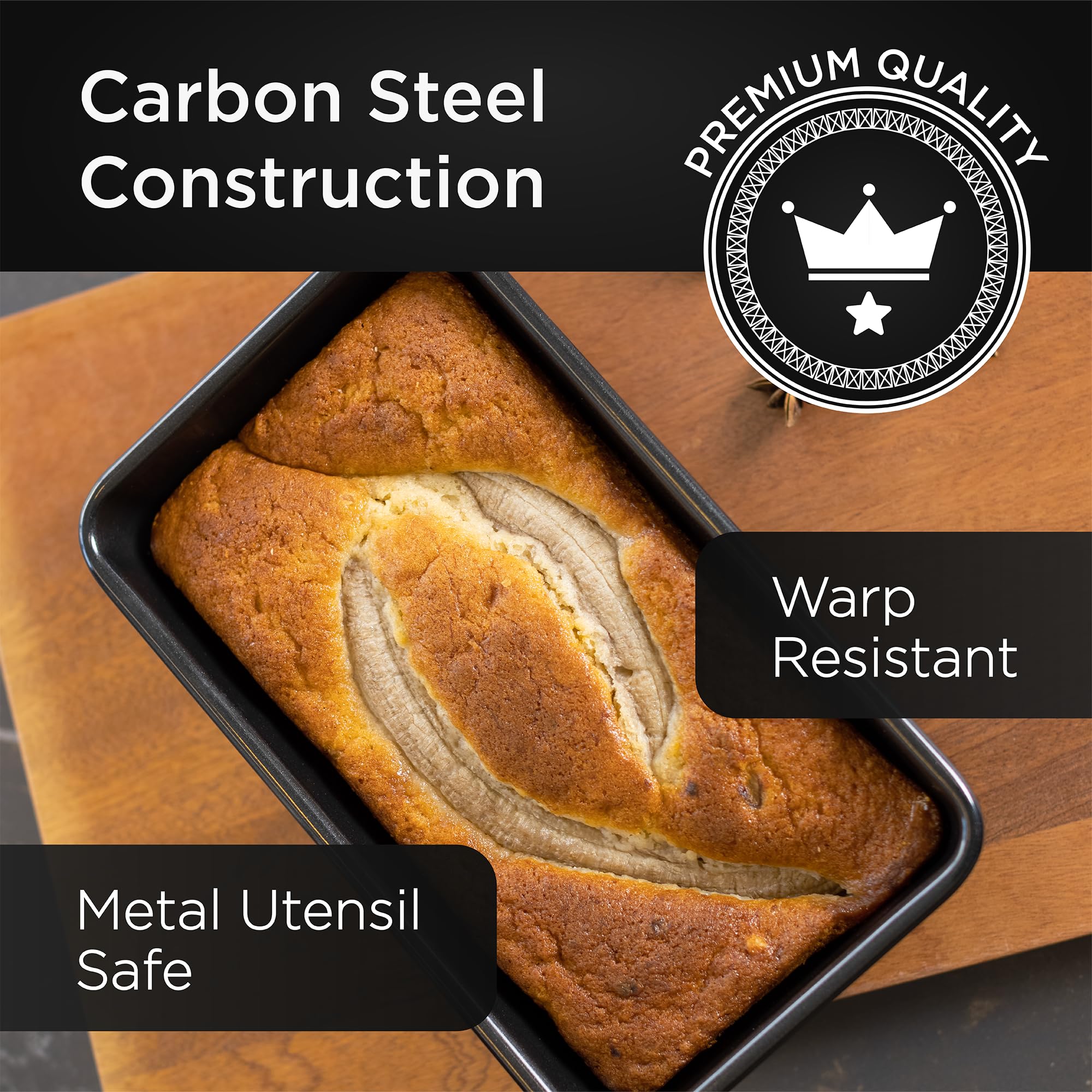 Wrenbury 2lb Loaf Pan - Non-Stick Carbon Steel Baking Tin - Heavy Gauge Black 9.5" Model WB01LT02
