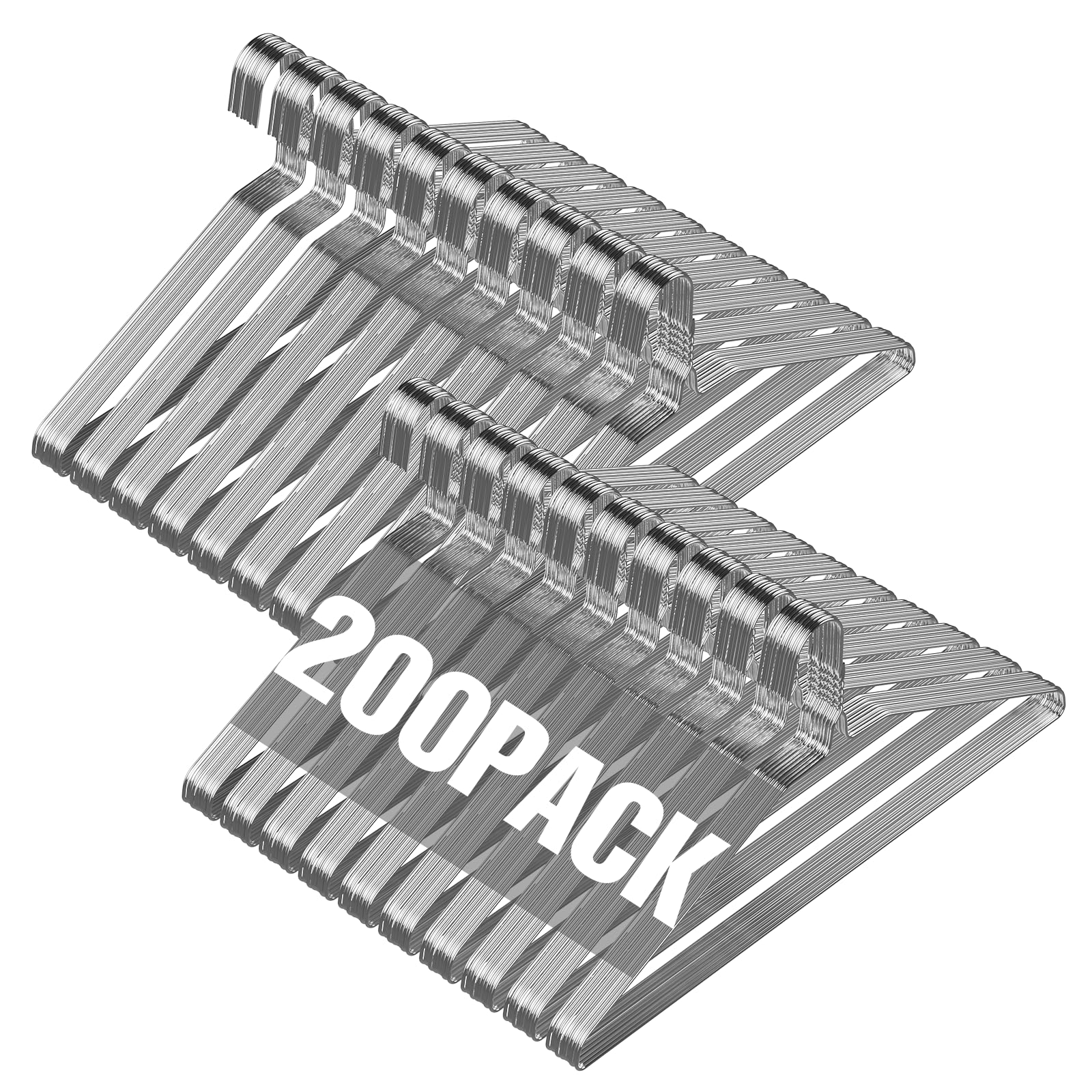 Specilite Wire Hangers 200 Packs, Metal Wire Clothes Hanger Bulk For Coats, Space Saving Metal Hangers Non Slip 16 Inch 12 Gauge