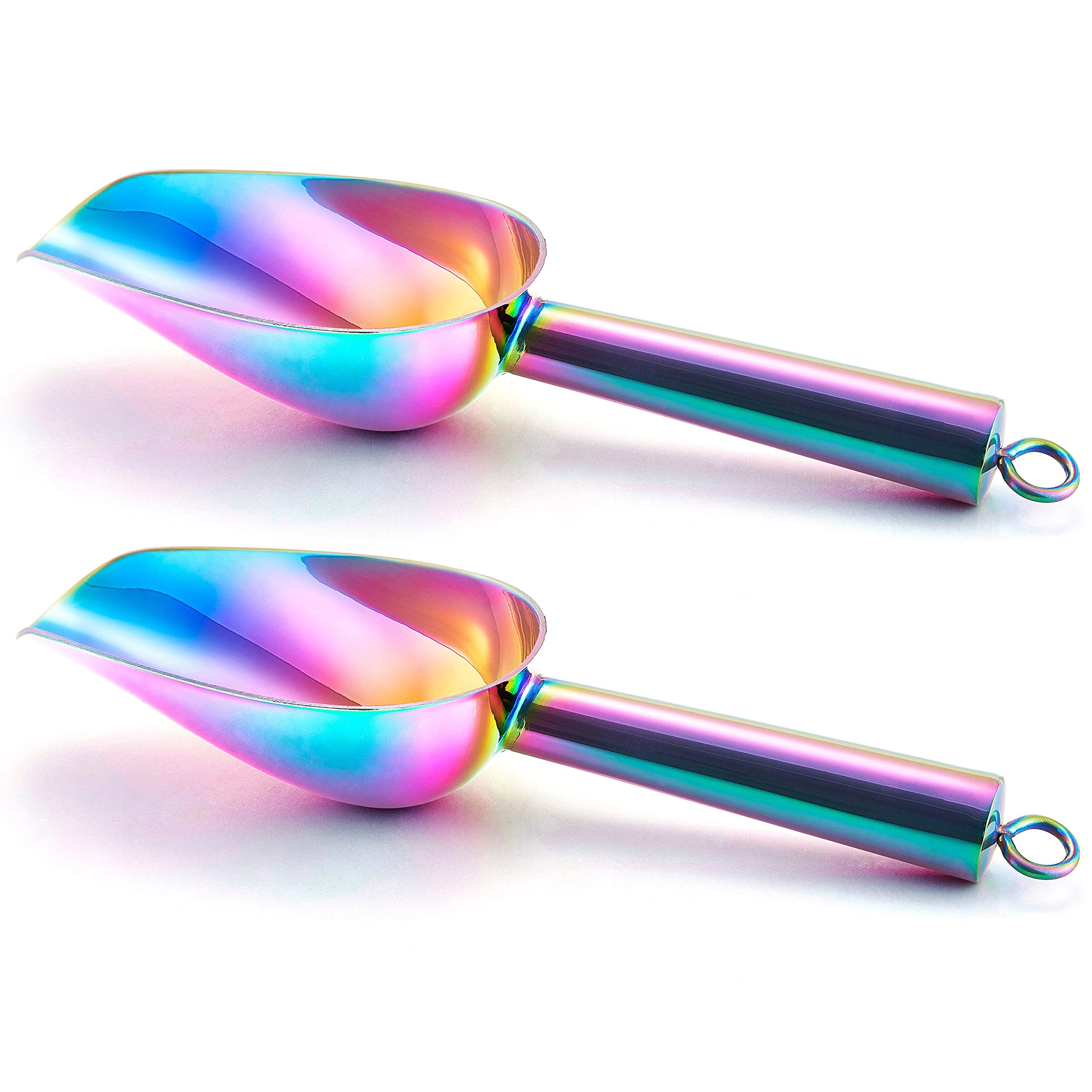 Teamfar Mini Scoop Set Of 2, 3 Oz Stainless Steel Small Scoop, Colorful Canister Candy Utility Scoops Versatile For Kitchen Disp