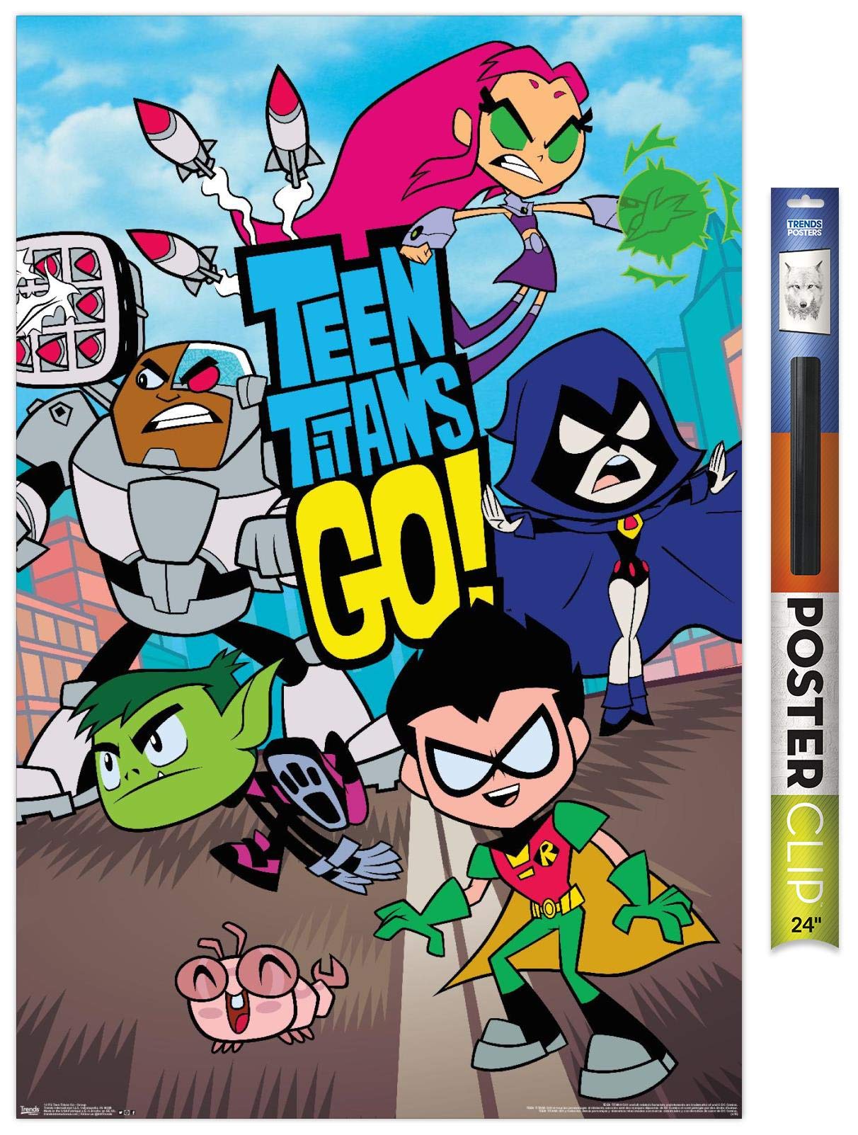 Trends International Dc Comics Tv - Teen Titans Go! - Group Wall Poster, 22.37'' X 34.00'', Premium Poster & Clip Bundle