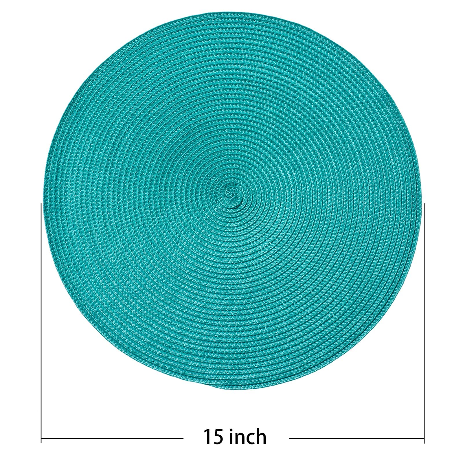 Ahhfsmei Round Braided Placemats 15 Inch Round Table Mats For Dining Tables Natural Woven Heat Resistant Place Mats Set Of 6 (Tu