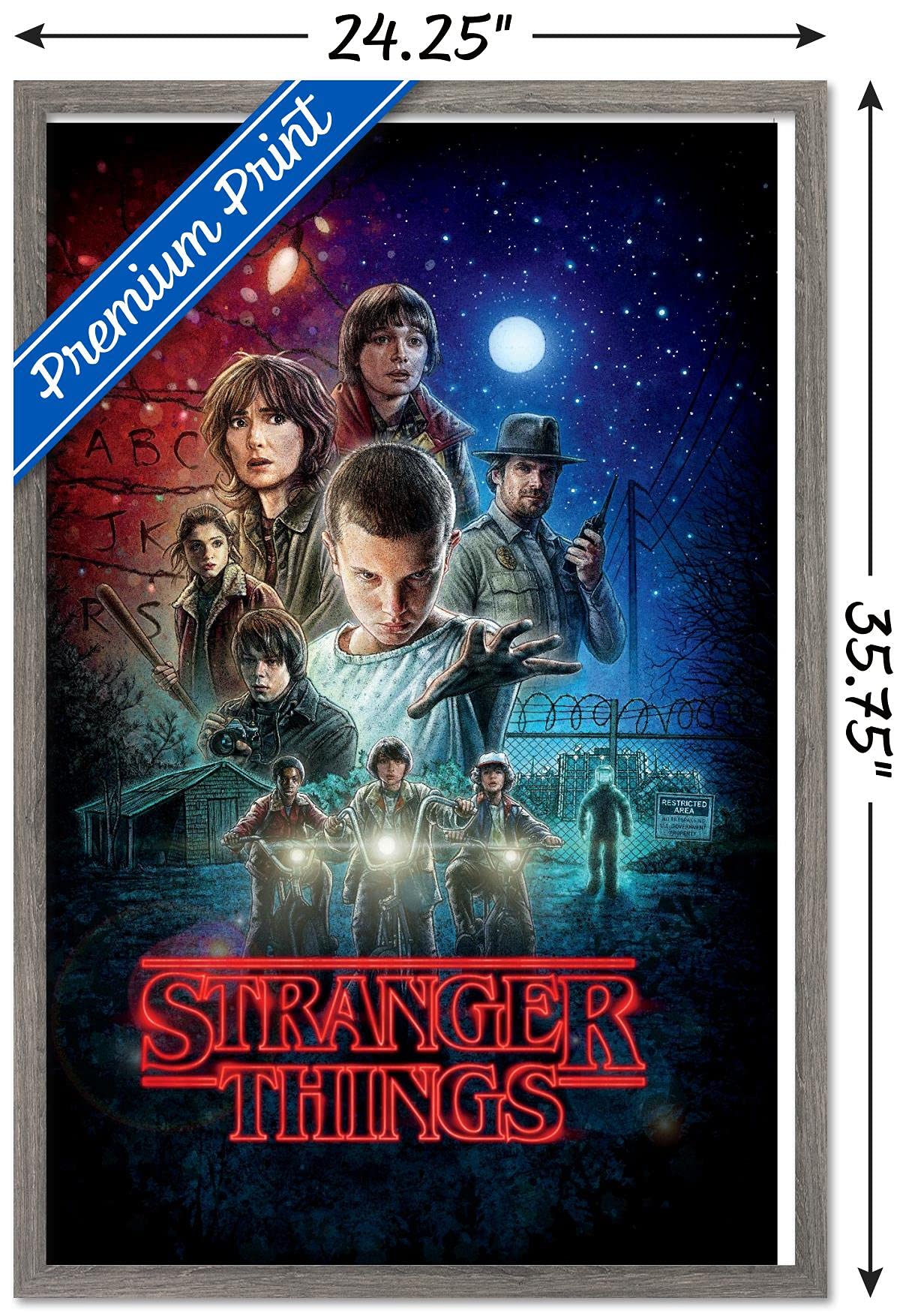 Trends International Netflix Stranger Things - One Sheet Wall Poster, 22.375'' X 34'', Barnwood Framed Version