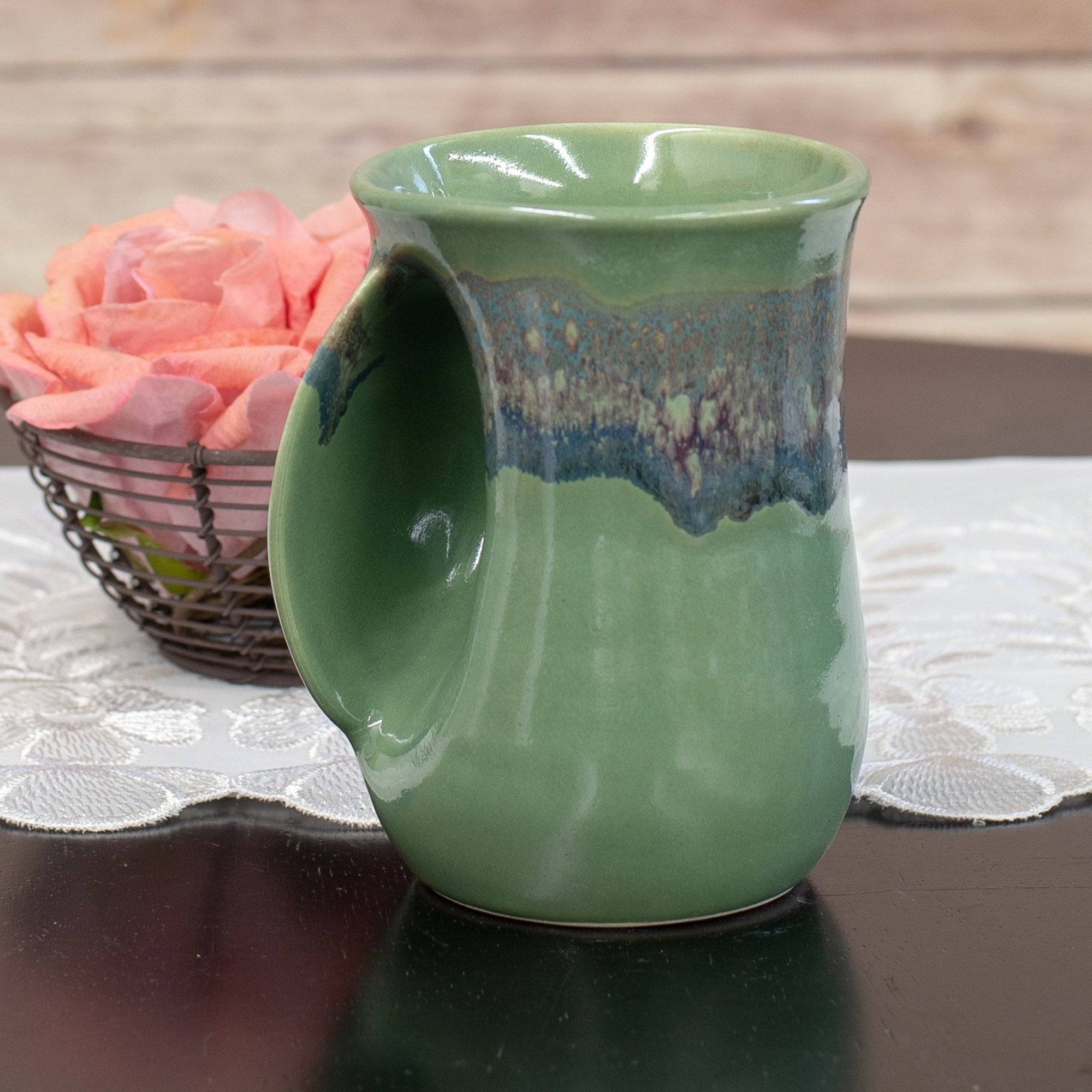 Clay In Motion Handwarmer Mug - Left Hand (Misty Green)
