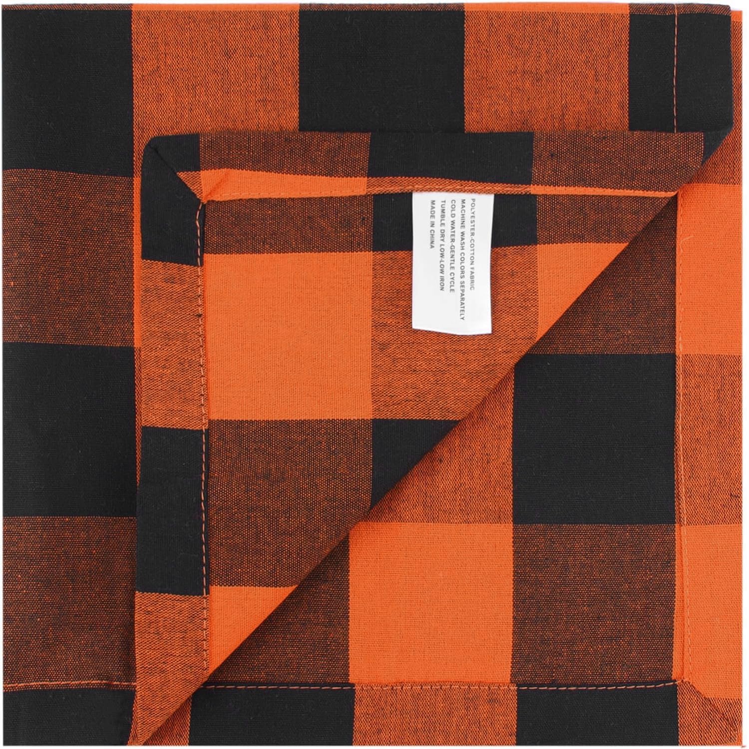 Betric Halloween Cotton Blend Buffalo Plaid Table Napkins (Set Of 12), 18 X 18 Inch Washable Dinner Napkins, Buffalo Checks Clot