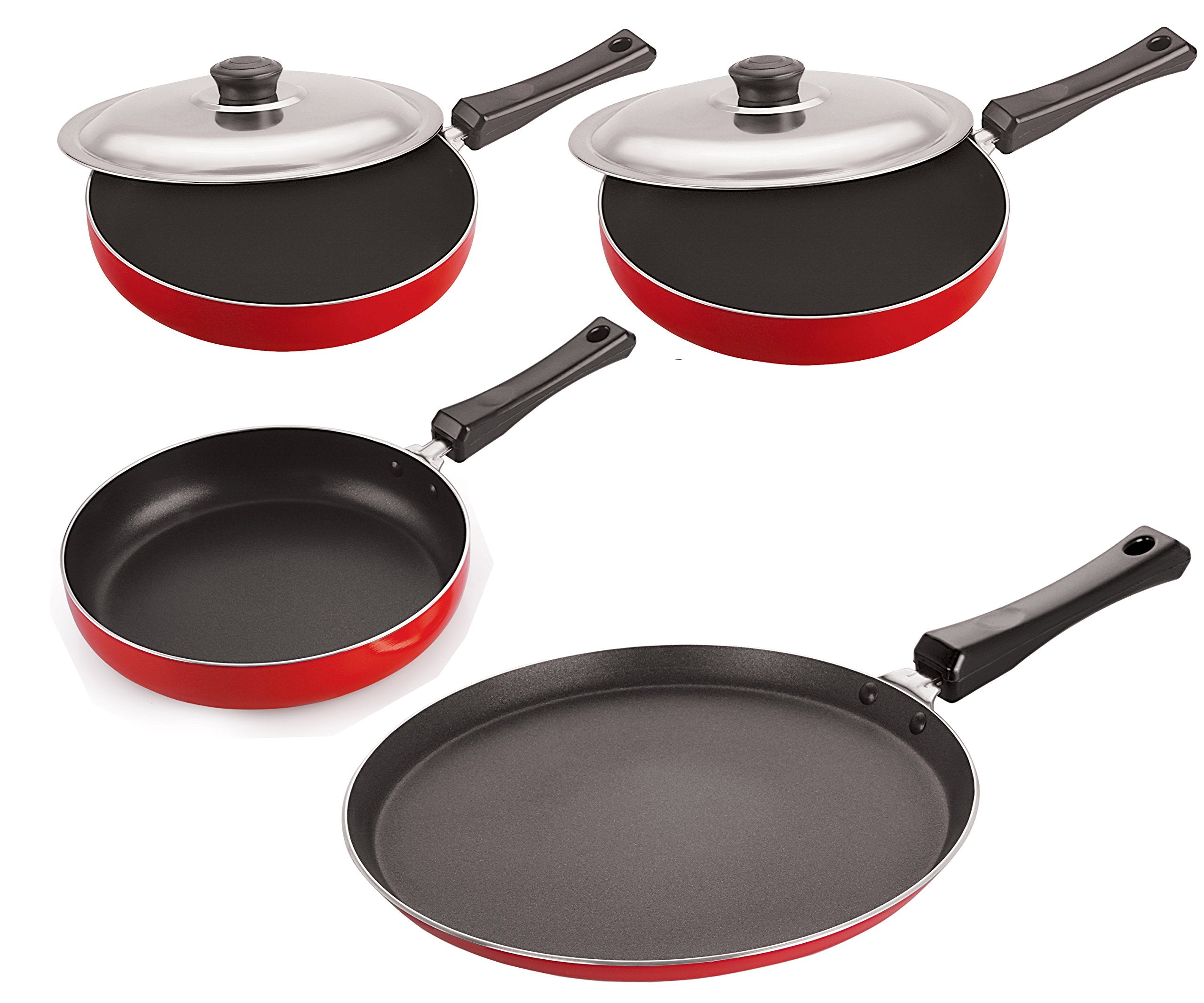 Nirlon Gas Compatible NonStick Cookware Combo Essential Set 4 Piece, Ft13_Fp11_Fp12_Fp13