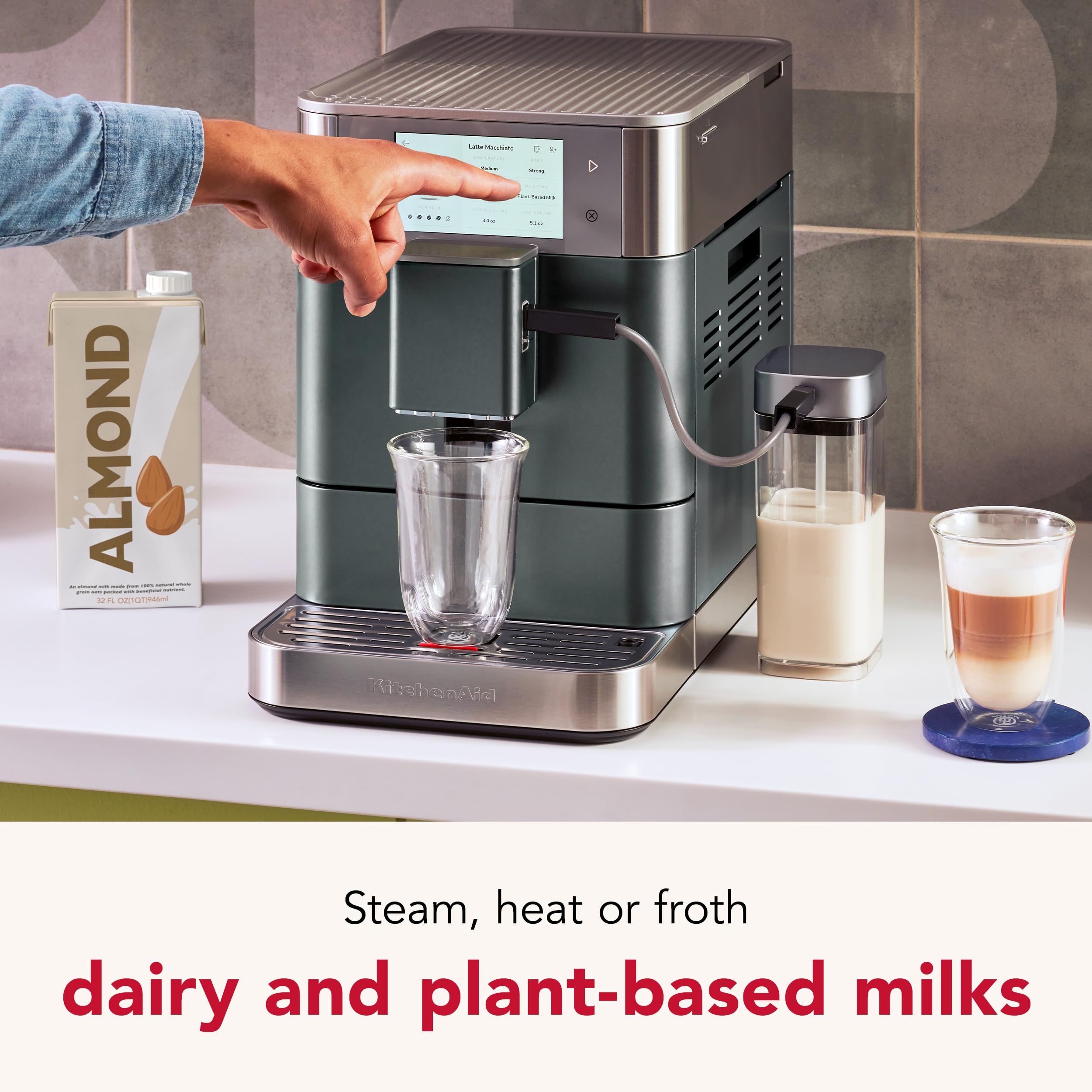 KitchenAid Espresso Machine KF8, 2.2L, Metal, Juniper, with Milk Attachment & Plant Based Options, Model KES8558JP