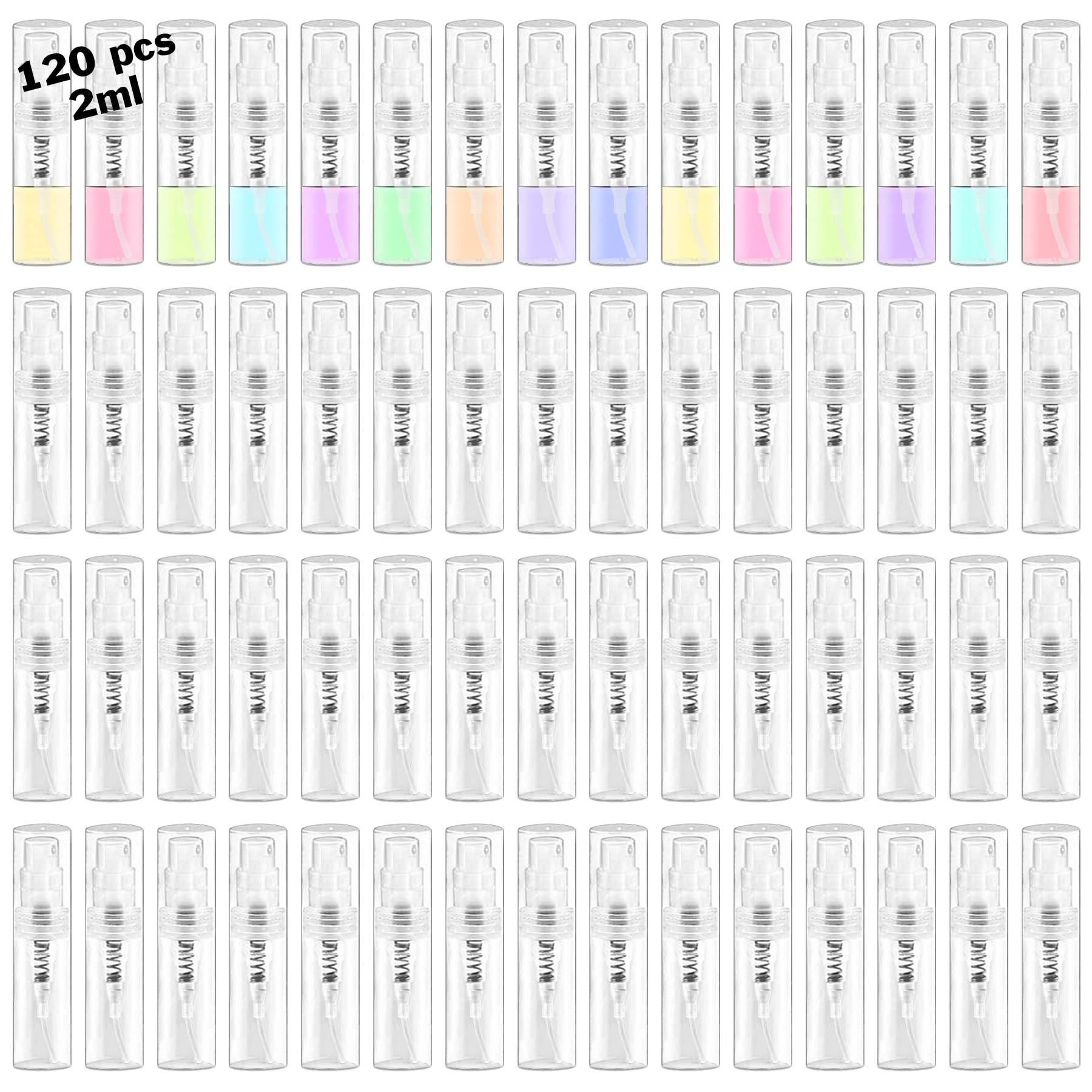 Csdtylh Mini Spray Bottle, Clear Plastic Empty Sample Containers, Fine Mist Refillable Portable Cute Perfume Mouthwash Atomizer