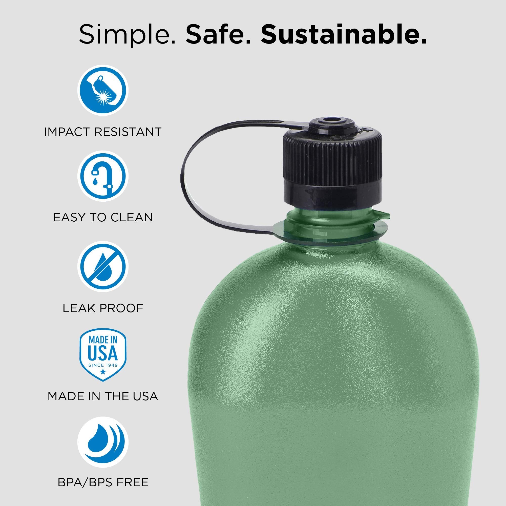 Nalgene Sustain Tritan Bpa-Free Oasis Water Bottle Made With Material Derived From 50% Plastic Waste, 32 Oz, Foliage