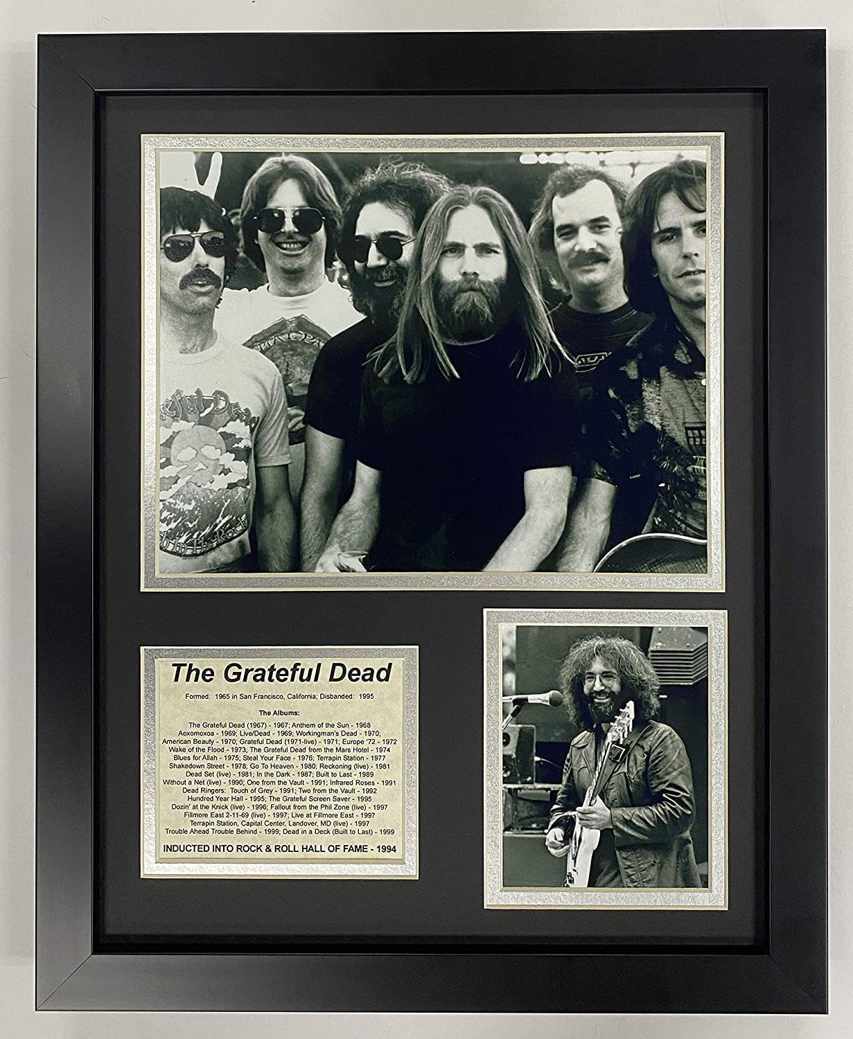 Grateful Dead Collectible | Framed Photo Collage Wall Art Decor - 12''X15'' | Legends Never Die, Gray,Black