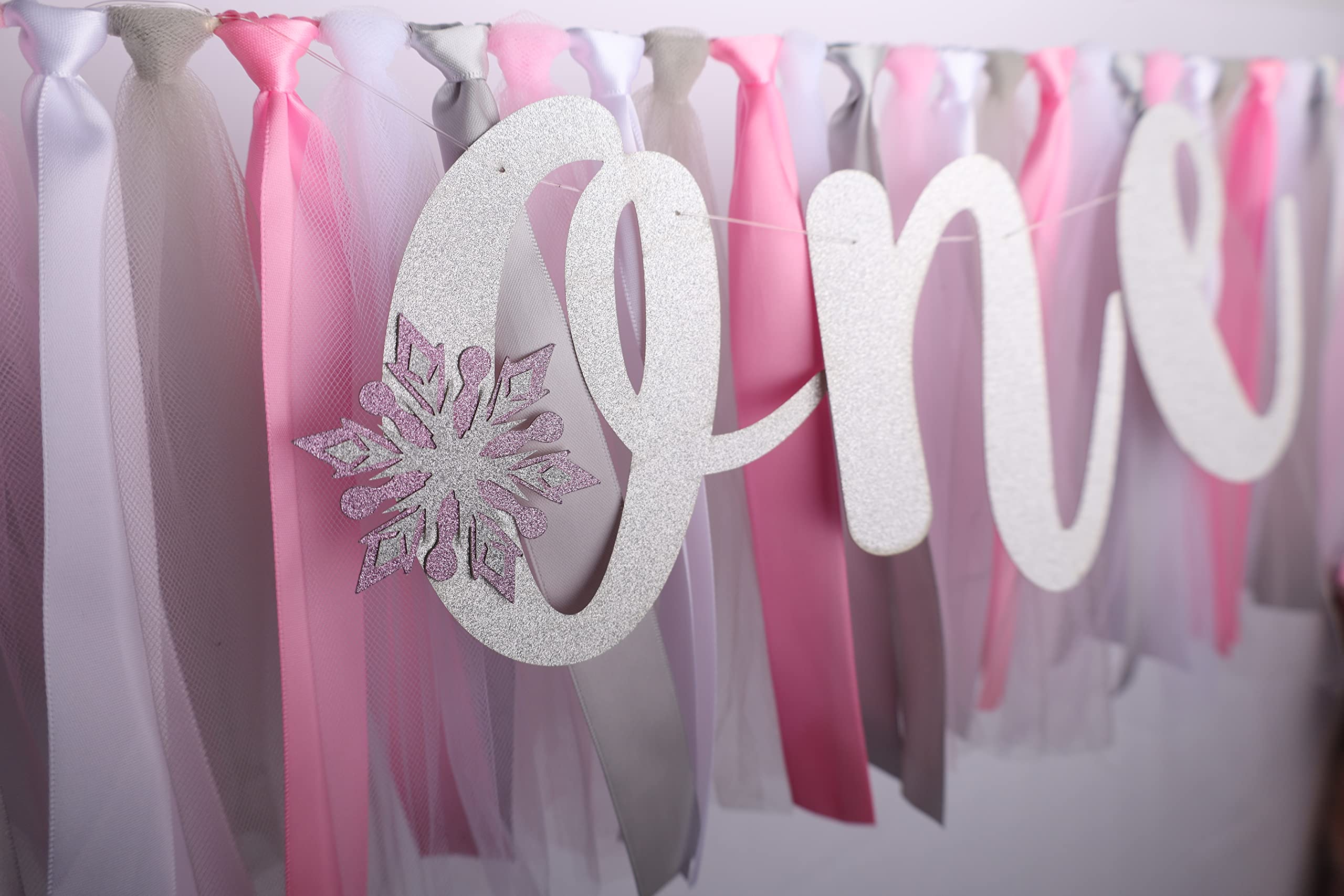 Winter Onederland 1St Birthday Highchair Banner - First Birthday Banner Photo Props, Pink Silver White, High Chair Garland Handm