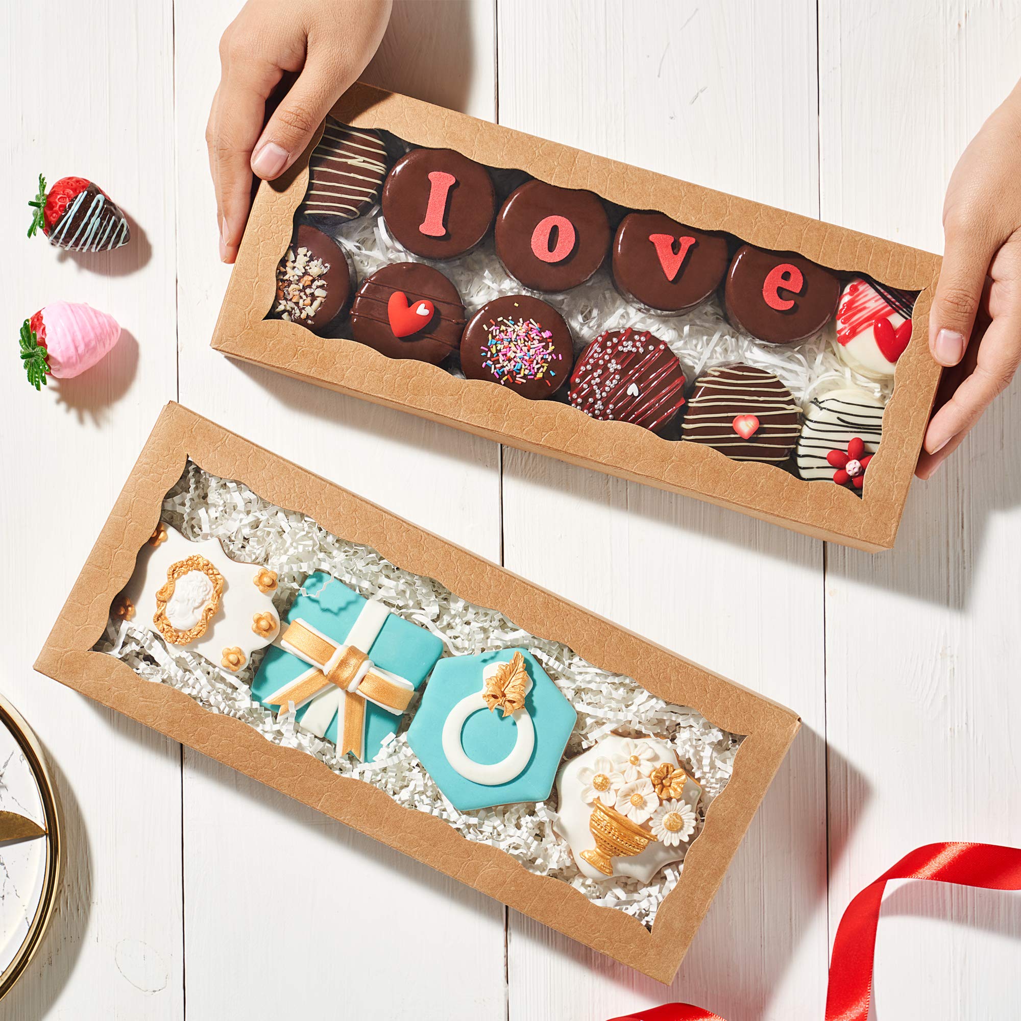Jcxgrvc 24Pcs 12 X 5 X 1.5 Inches Premium One Piece Cookies Boxes, Bakery Boxes For Father'S Day And Holiday Cookie Gift Sets