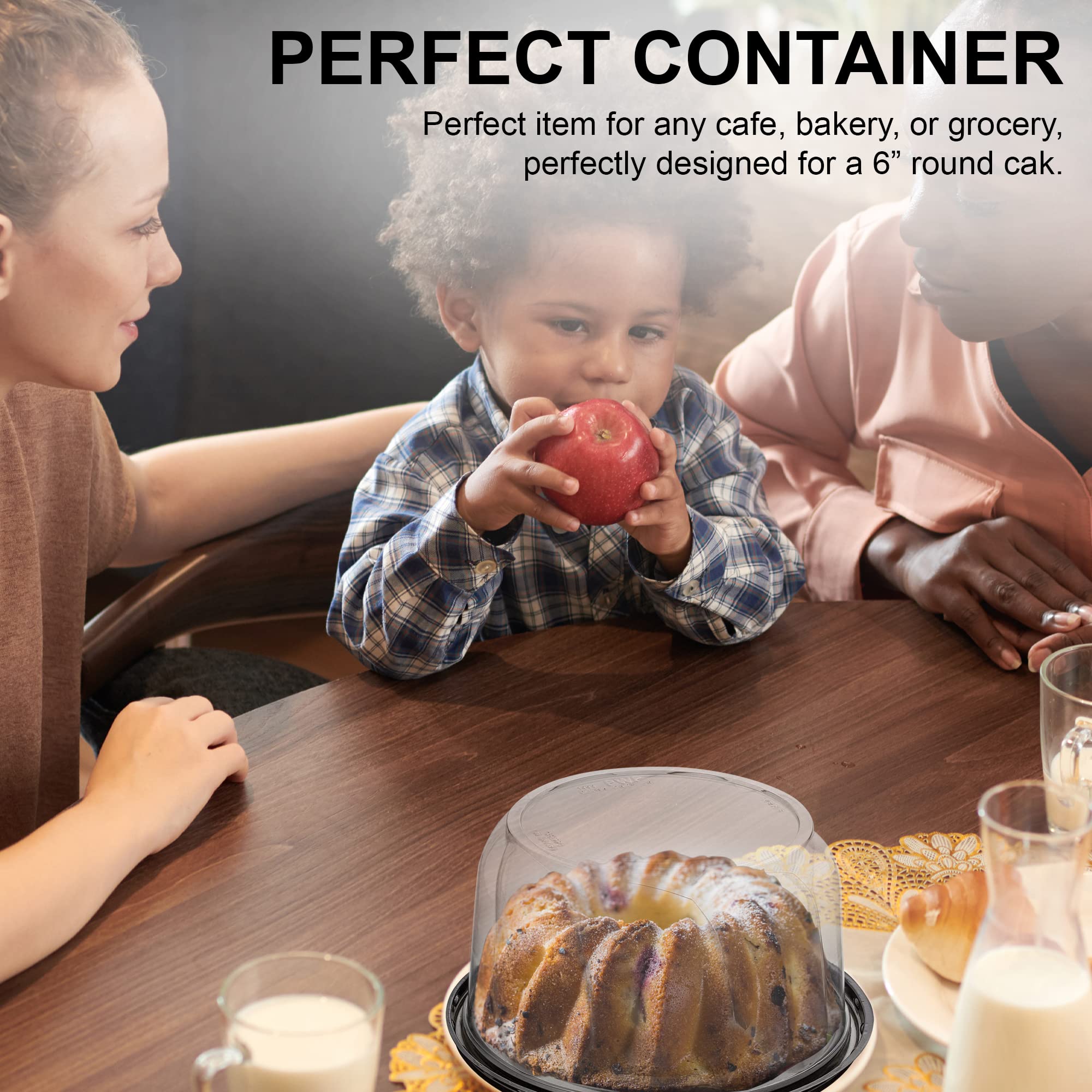Mt Products Pet Plastic Cake Container With Clear Lid For Optimal Product Visibility For 6    Round Cake - (5 Pieces) Plastic Ba