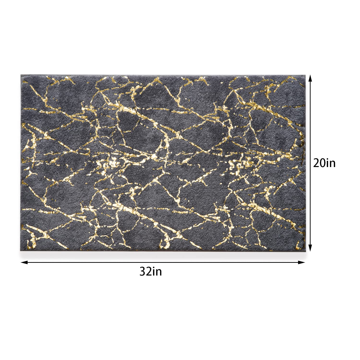 Marble Bathroom Rug Gray and Gold Decor Bathroom Rugs Non Slip Bath Mat Super Absorbent Microfiber Plush Bathmat Machine Washable Floor Carpet for Tub  Shower  Bedroom 20 ''x32 ''
