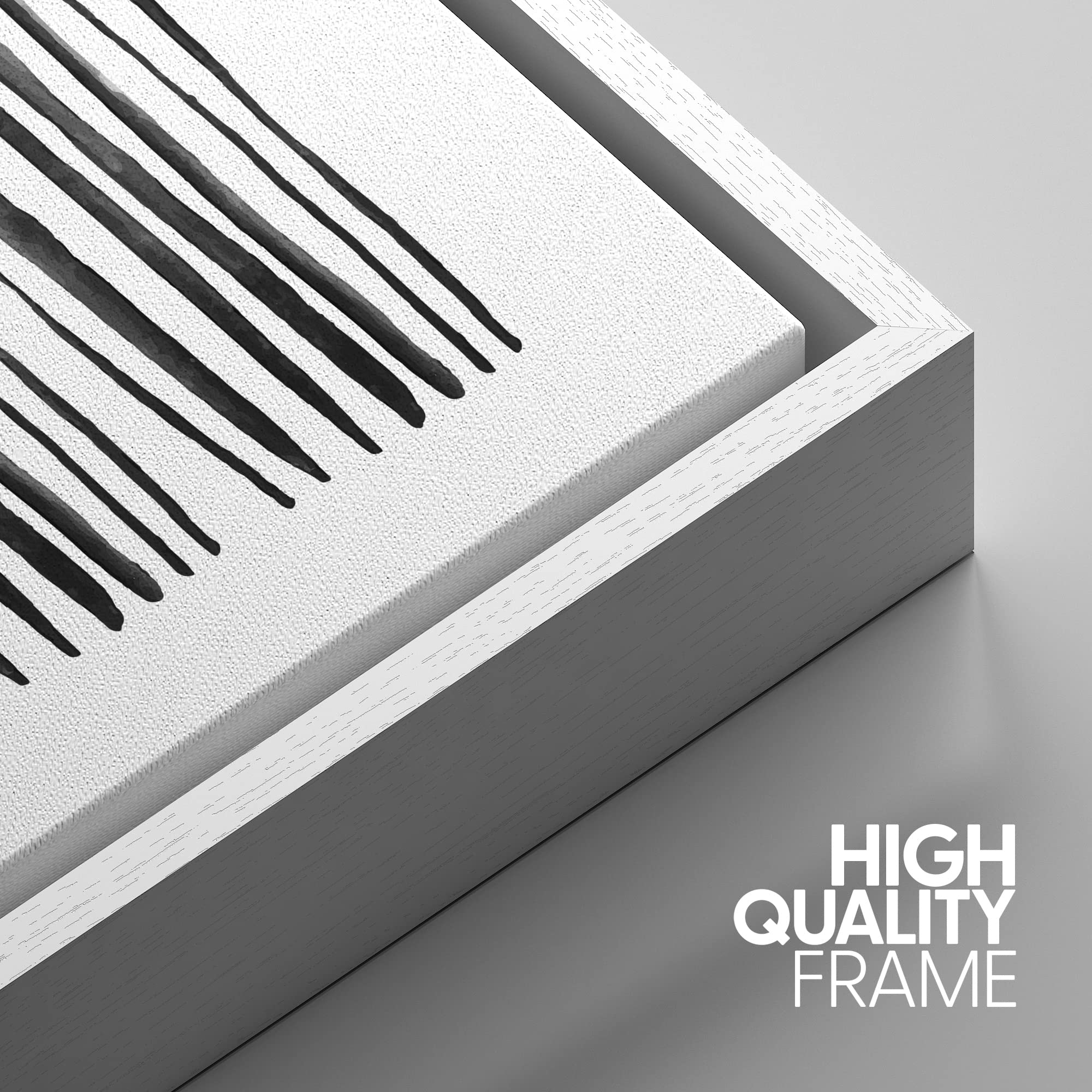 Idea4Wall Framed Wall Art Print Set Black Lines With Gray Dots Geometric Shapes Illustrations Modern Art Minimalist Scenic For L