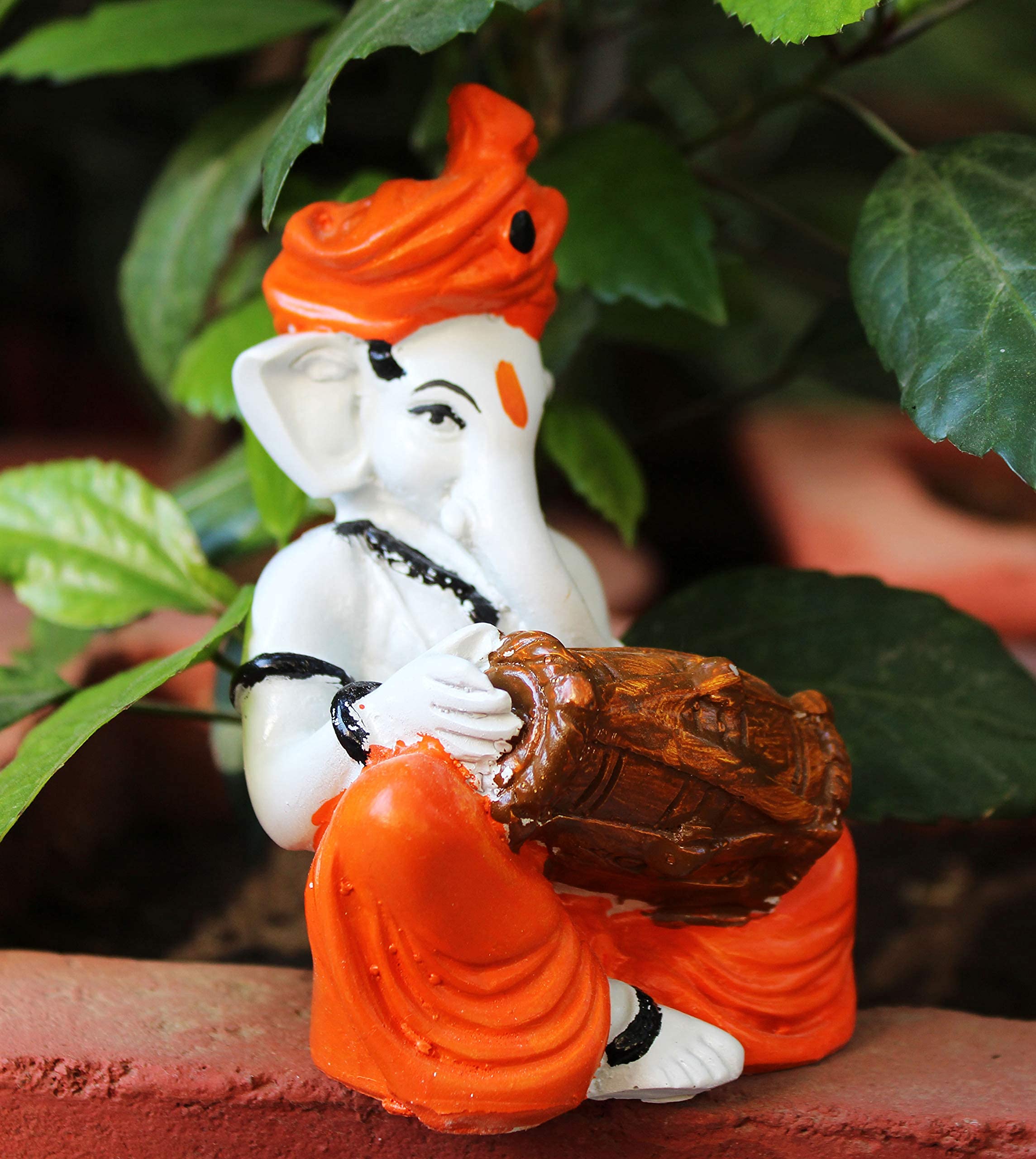 Nrson Handcrafted Lord Ganesh Play Dholak Statue Ganesha Ganpati Ji Idol Murti For Pooja,Gift, Office Desk& Home Decor,Table Dec