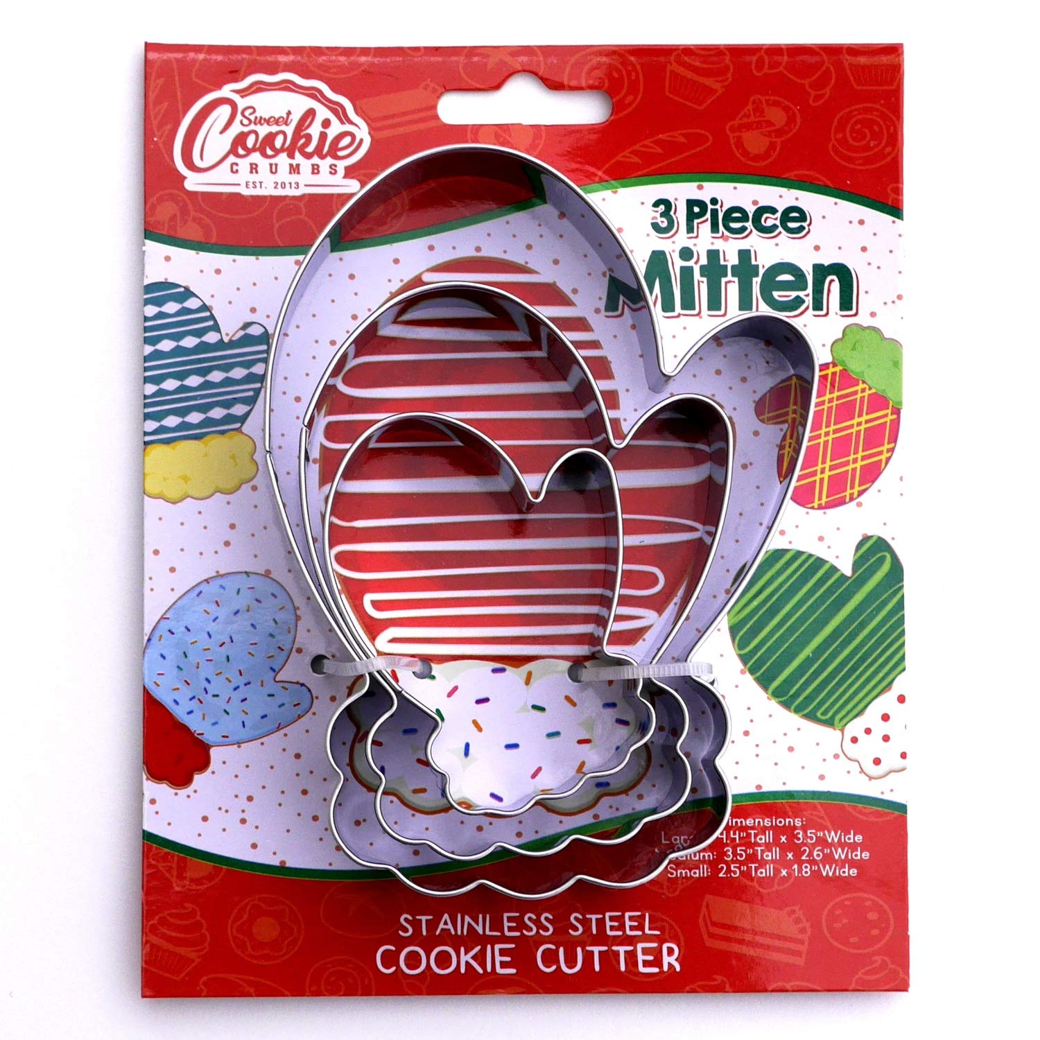 Sweet Cookie Crumbs Mitten Cookie Cutter - Stainless Steel - Dishwasher Safe (Mitten 3 Piece)