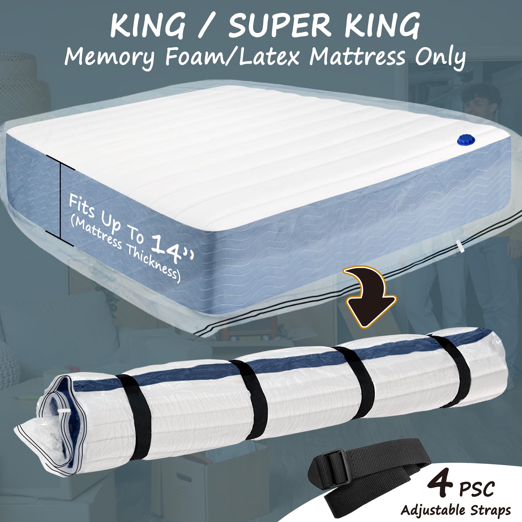 Meersburg Vacuum Storage Bag For Mattress - Vacuum Seal Bag For Memory Foam And Latex - Easy Moving, Shipping And Storage (King/