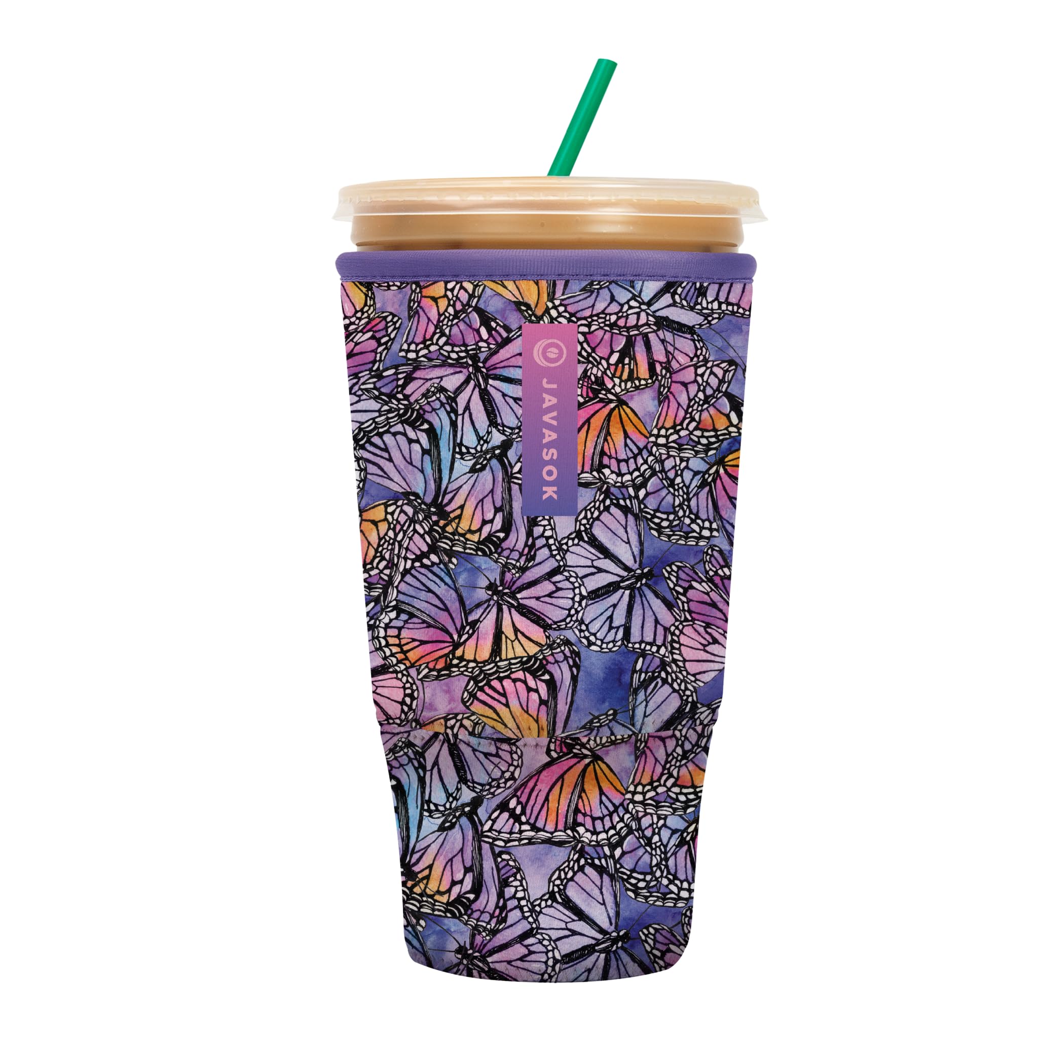 Sok It JavaSok Iced Coffee & Cold Soda Insulated Neoprene Cup Sleeve (Butterfly Galaxy, XXLarge: 44-48oz)