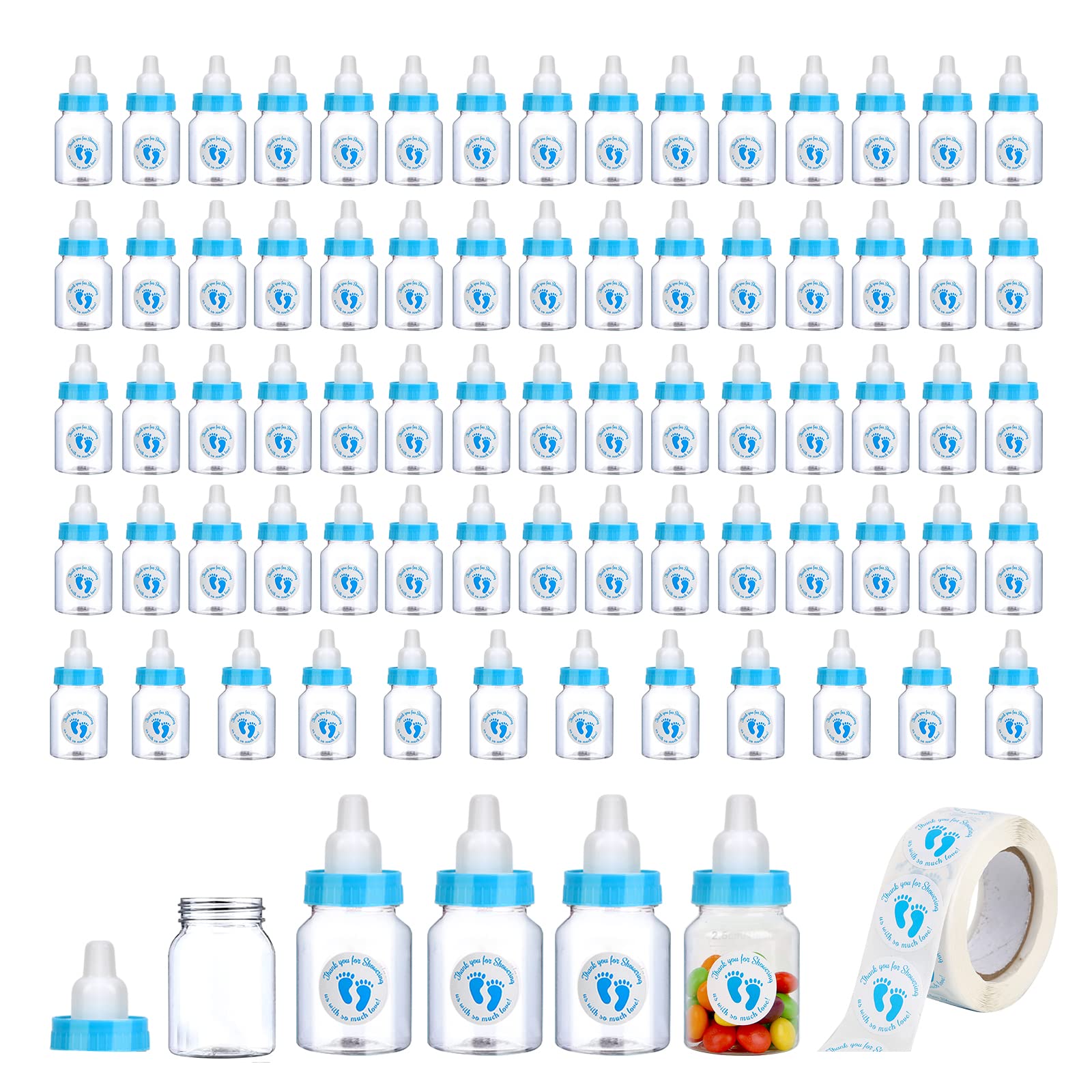 72 Pieces of Mini Baby Shower Milk Bottles Favors for Baby Shower White Plastic Mini Bottles Party Favors Boy Party Games Decora