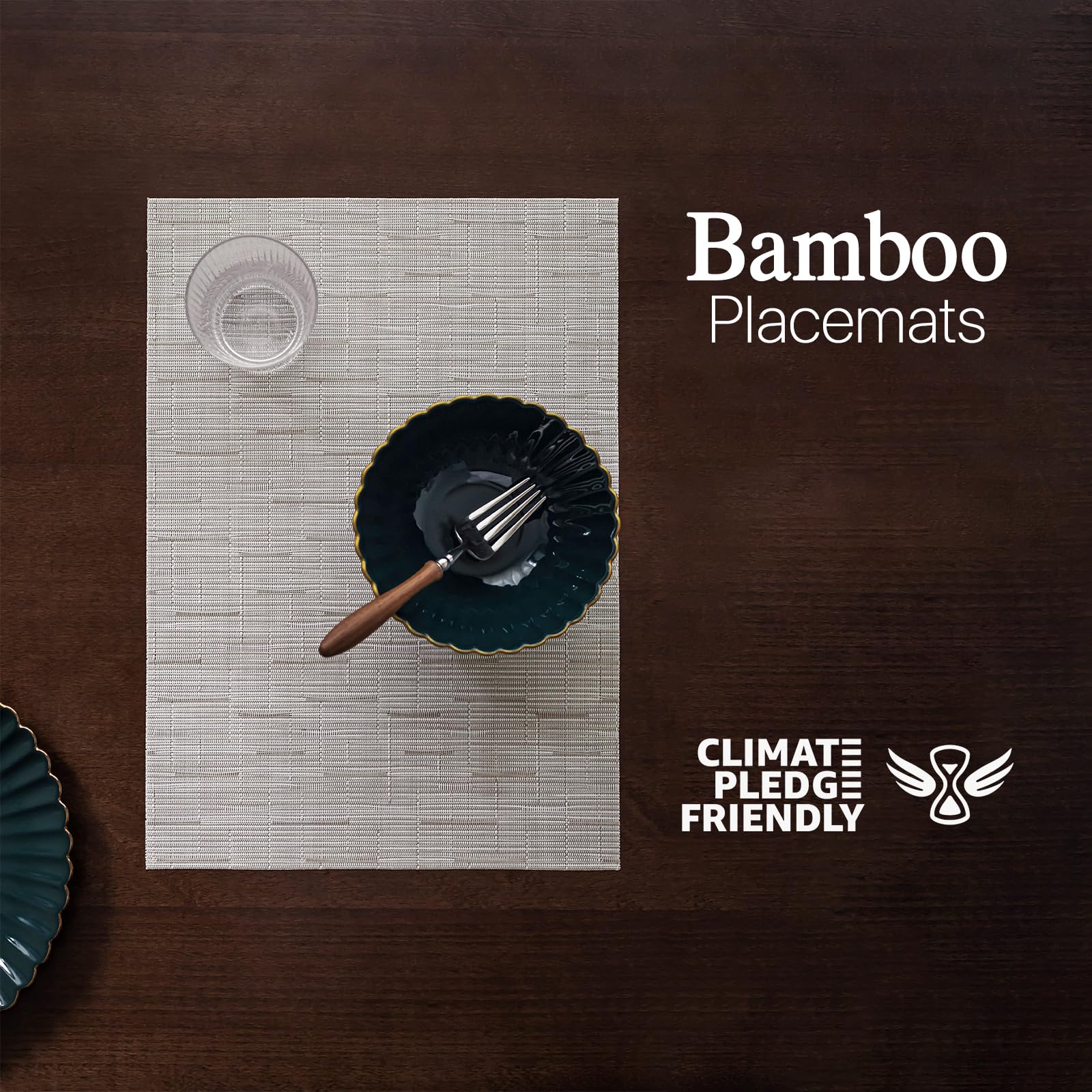 Lexmore Pvc Woven Placemats 8 Pcs Wipeable Indoor/Outdoor Table Mats Washable Vinyl Place Mats For Dining Table, Set Of 8-Pale B