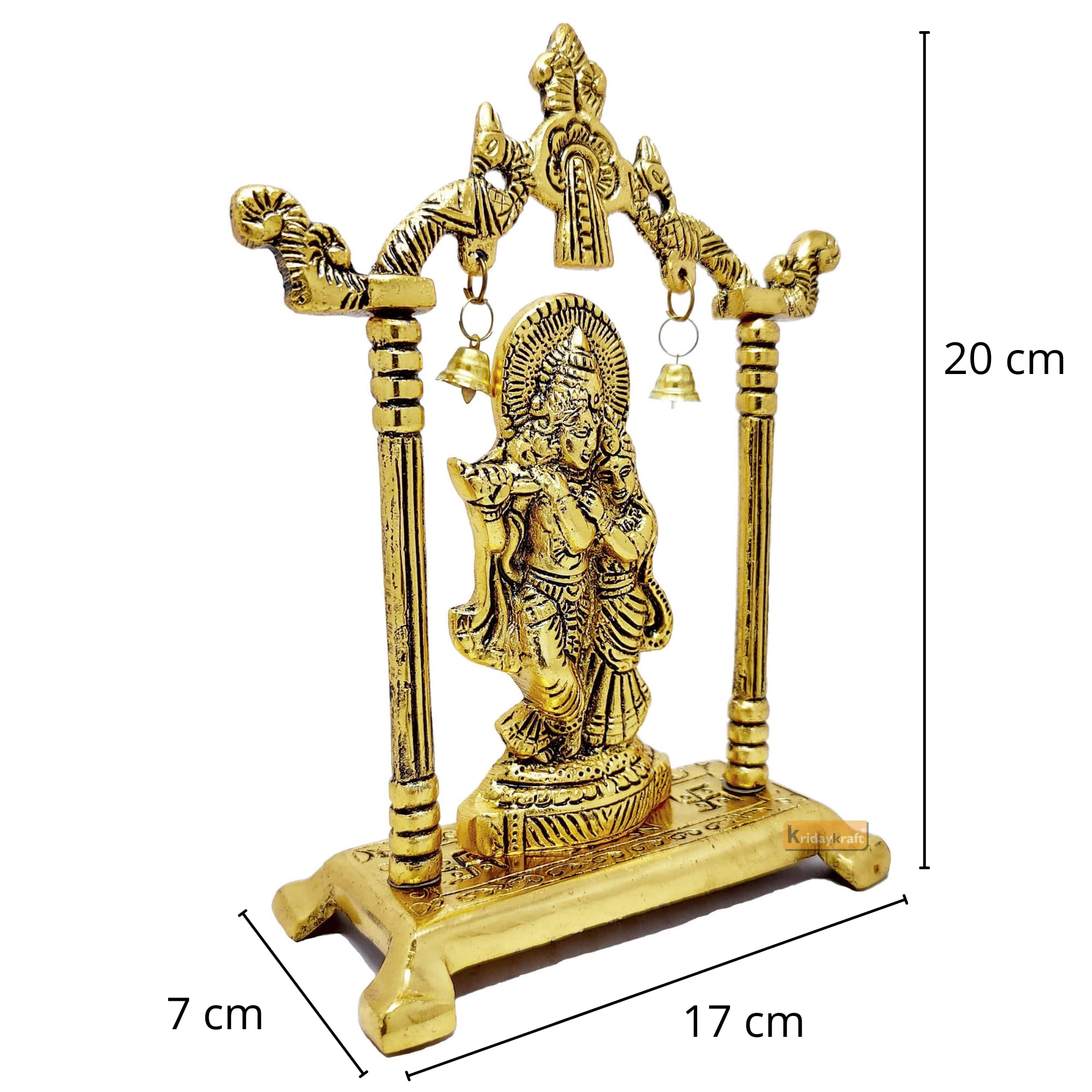KridayKraft Metal Radha Krishna Statue Gold Plated Decor Your Home,Office & Radha Krishna Murti Idol Showpiece Figurines,Religio