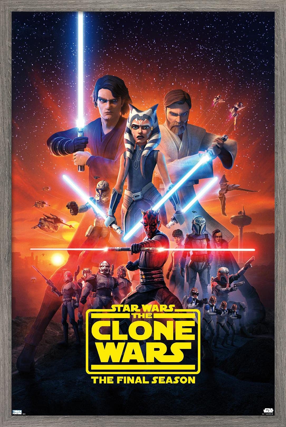 Trends International Star Wars: The Clone Wars - Season 7 Key Art Wall Poster, 14.725'' X 22.375'', Barnwood Framed Version