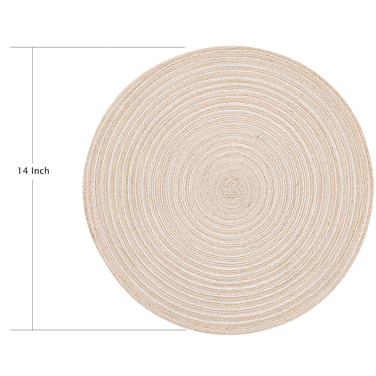 Topotdor 14 Inch Round Placemats Heat-Resistant Stain Resistant Anti-Skid Washable Polyproplene Table Mats Placemats (Beige  Set of 6)