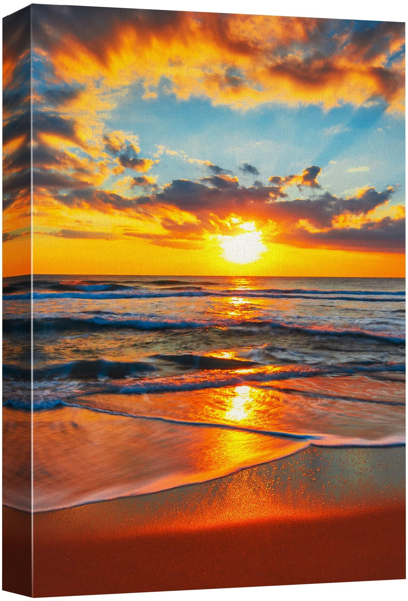 Wall26 Canvas Print Wall Art Vibrant Ocean Beach Paradise Sunset Sky Nature Wilderness Photography Realism Decorative Landscape