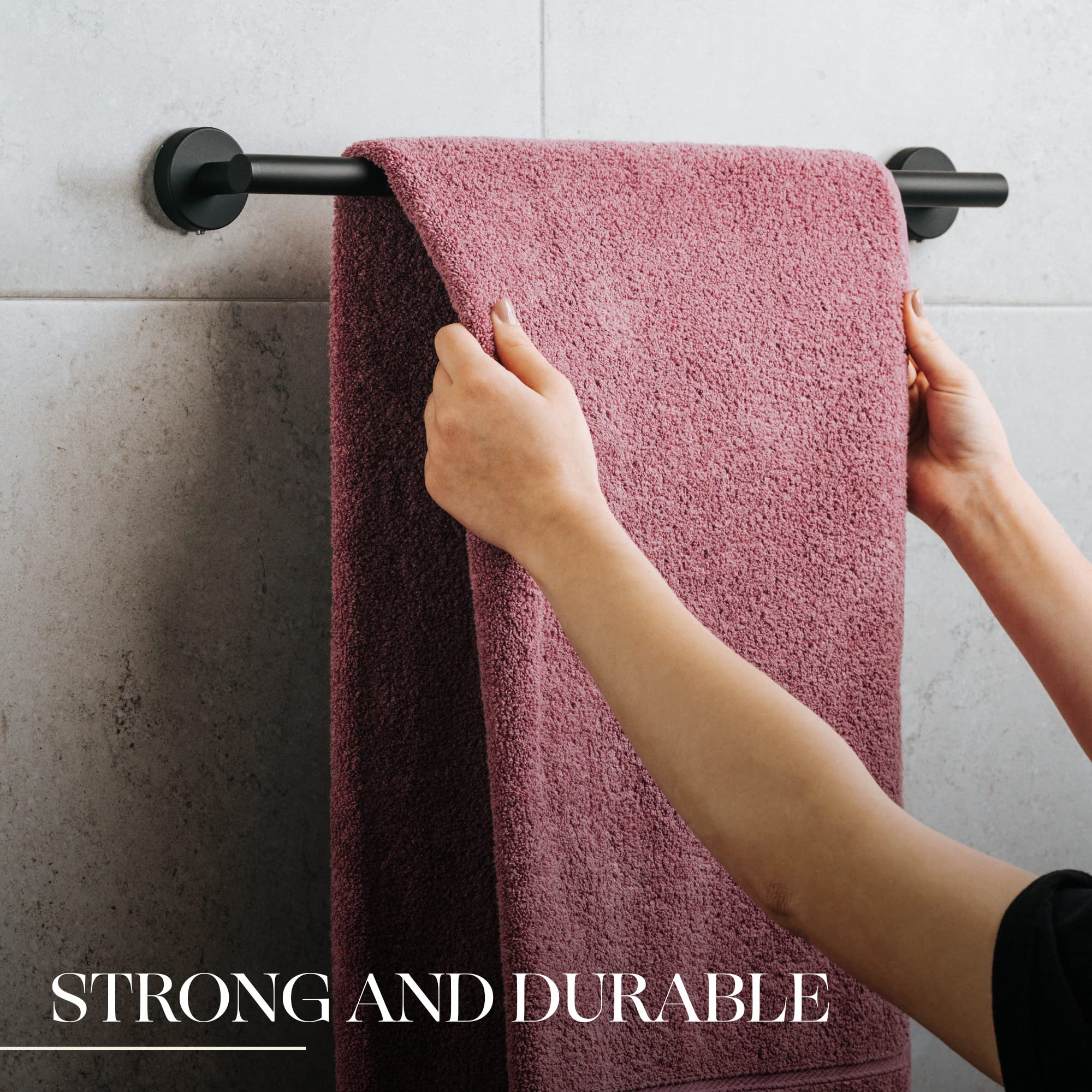 Marmolux Acc - 16'' Matte Black Towel Bar for Bathroom - Hand Towel Holder Towel Rod - Bathroom Towel Racks - Towel Hanger Heavy Duty Wall Mount Bathroom Hardware Stainless Steel