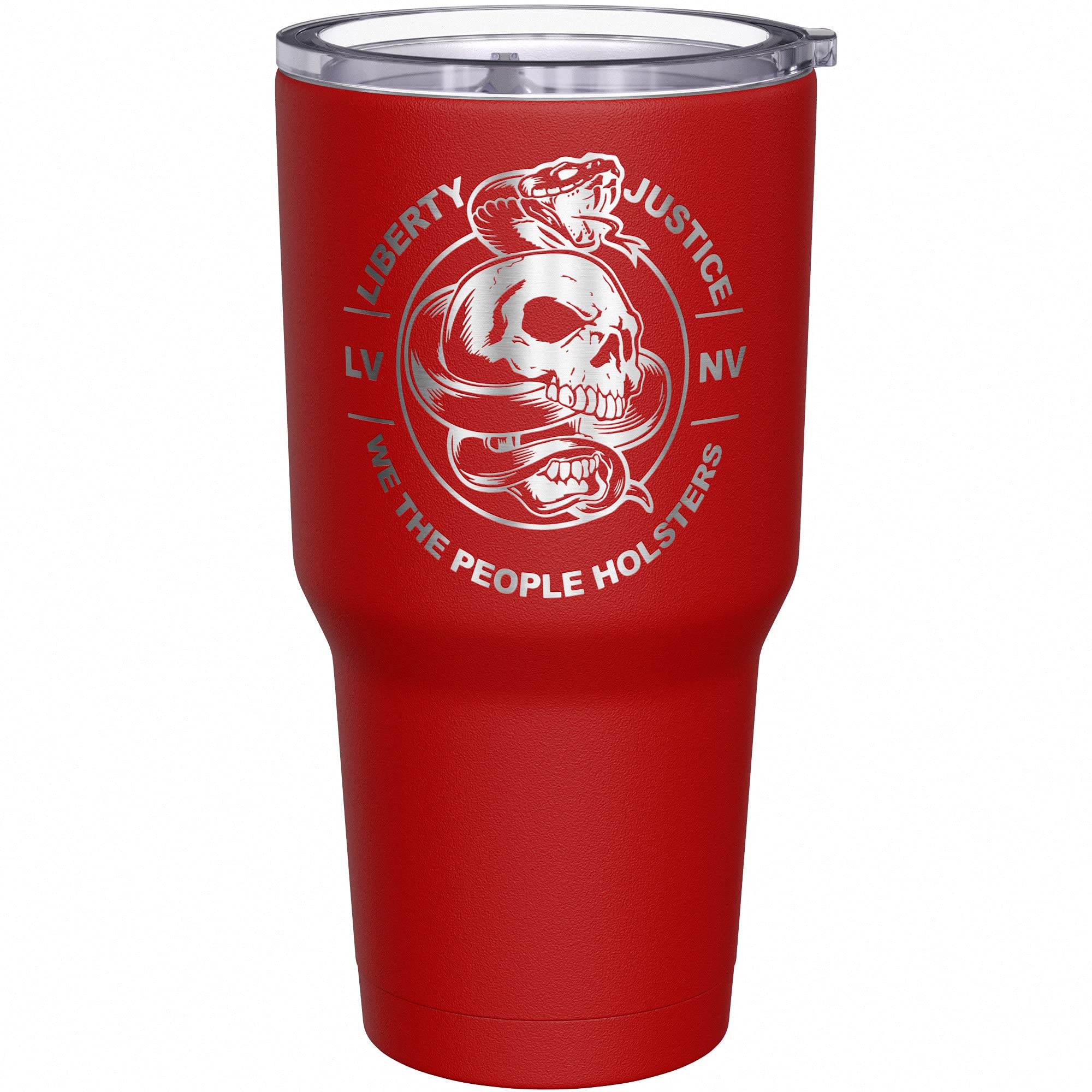 We The People Holsters - Liberty And Justice - Coffee Tumbler - American Flag Coffee Travel Mug - Engraved Tumbler - Double Insulated Tumbler - 30 oz