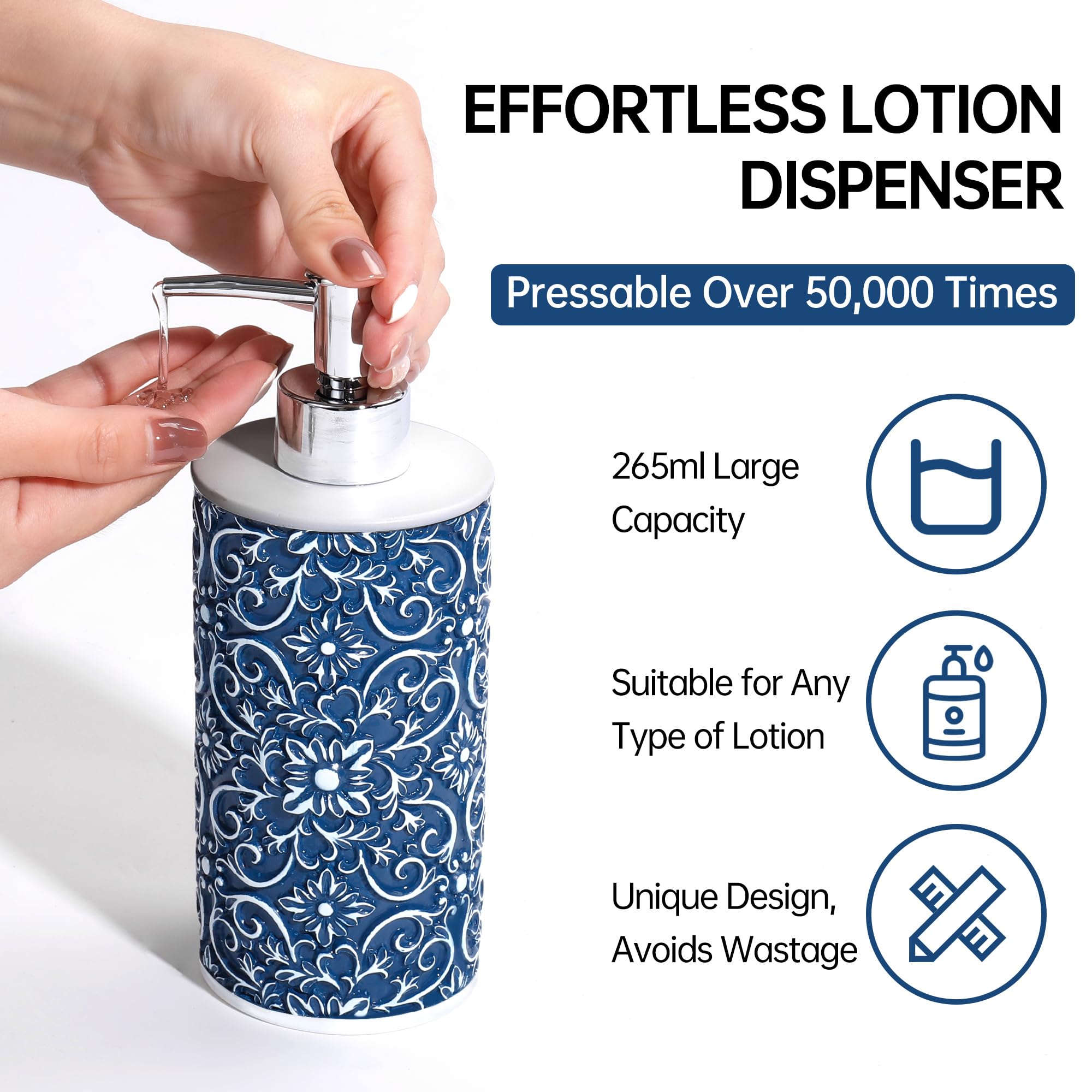 Ymxyjm Bathroom Accessories Set, Elegant Handmade Floral Pattern, 5 Pcs Bathroom Accessory Set, Soap Dispenser, Toothbrush Holde