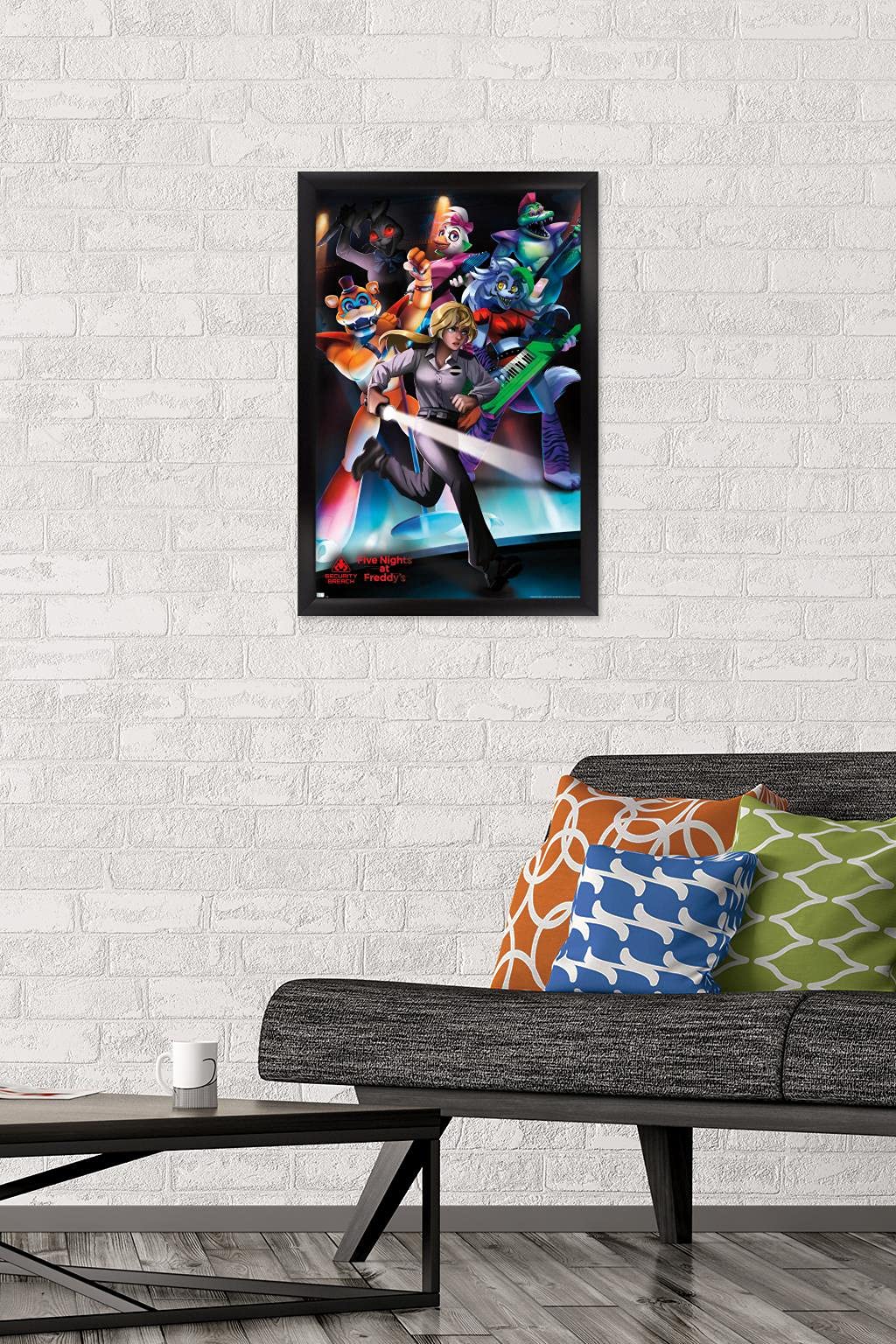Trends International Five Nights At Freddy'S: Security Breach - Group Wall Poster, 14.725'' X 22.375'', Black Framed Version