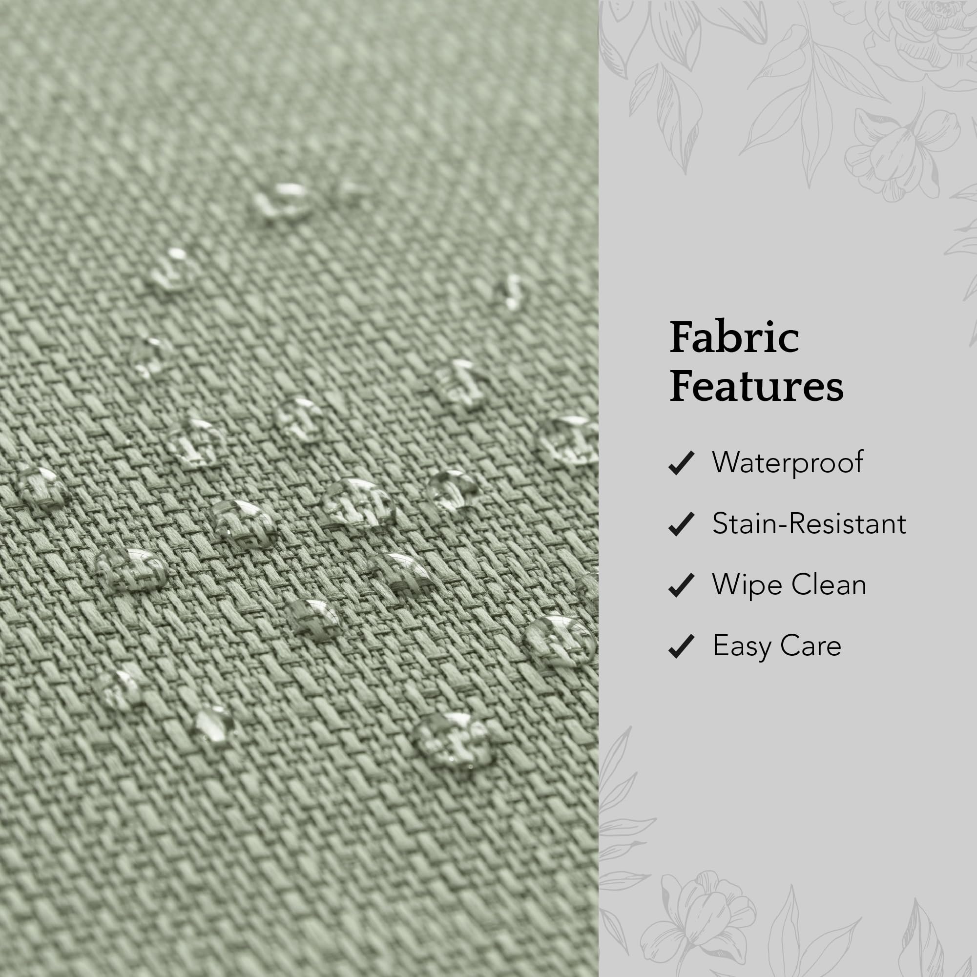 Elrene Home Fashions Laurel Solid Texture Water And Stain Resistant Fabric Dining Napkins, Set Of 4, 17''X17'', Sage