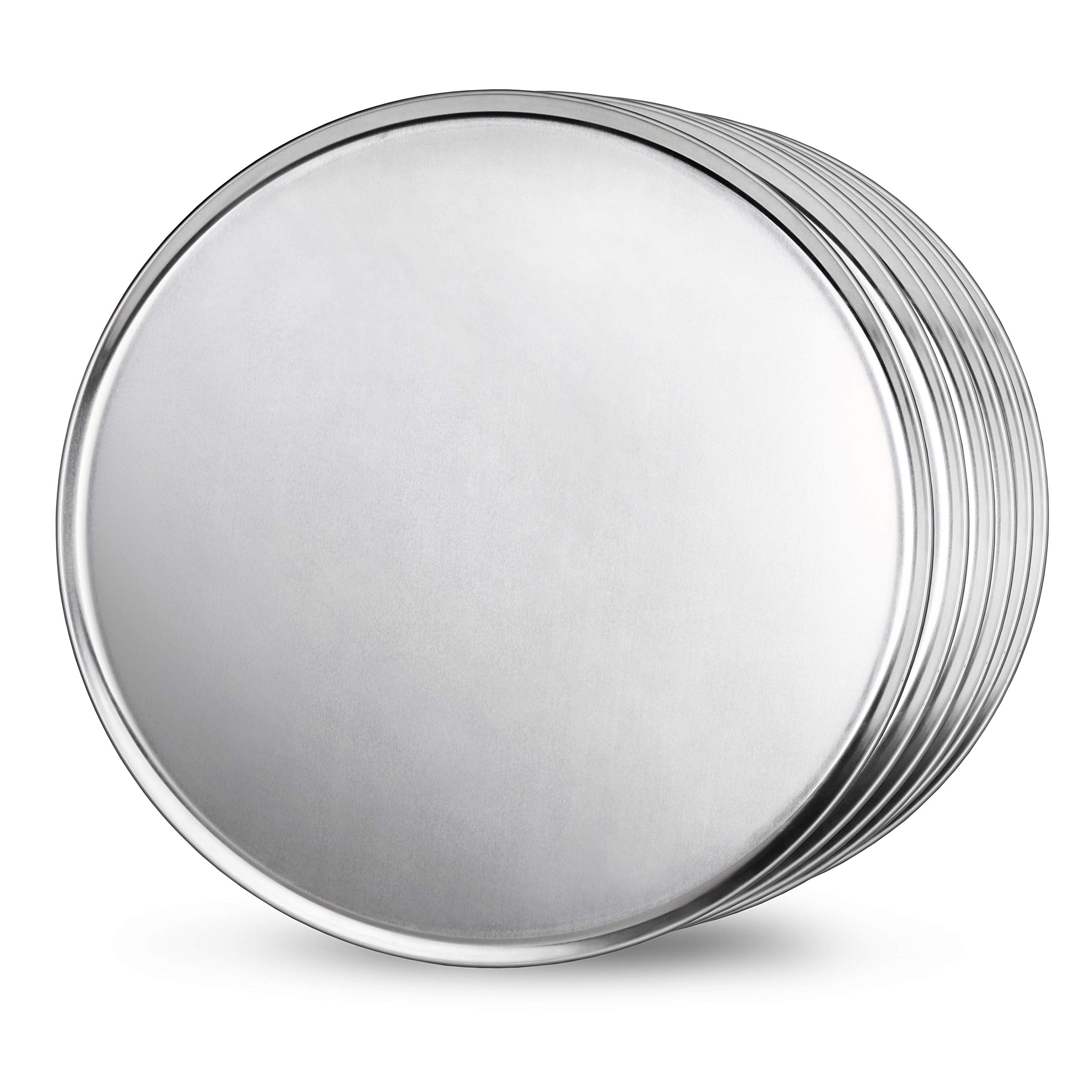 New Star Foodservice 51056 Restaurant-Grade Aluminum Pizza Pan, Baking Tray, Coupe Style, 18-Inch, Pack Of 6