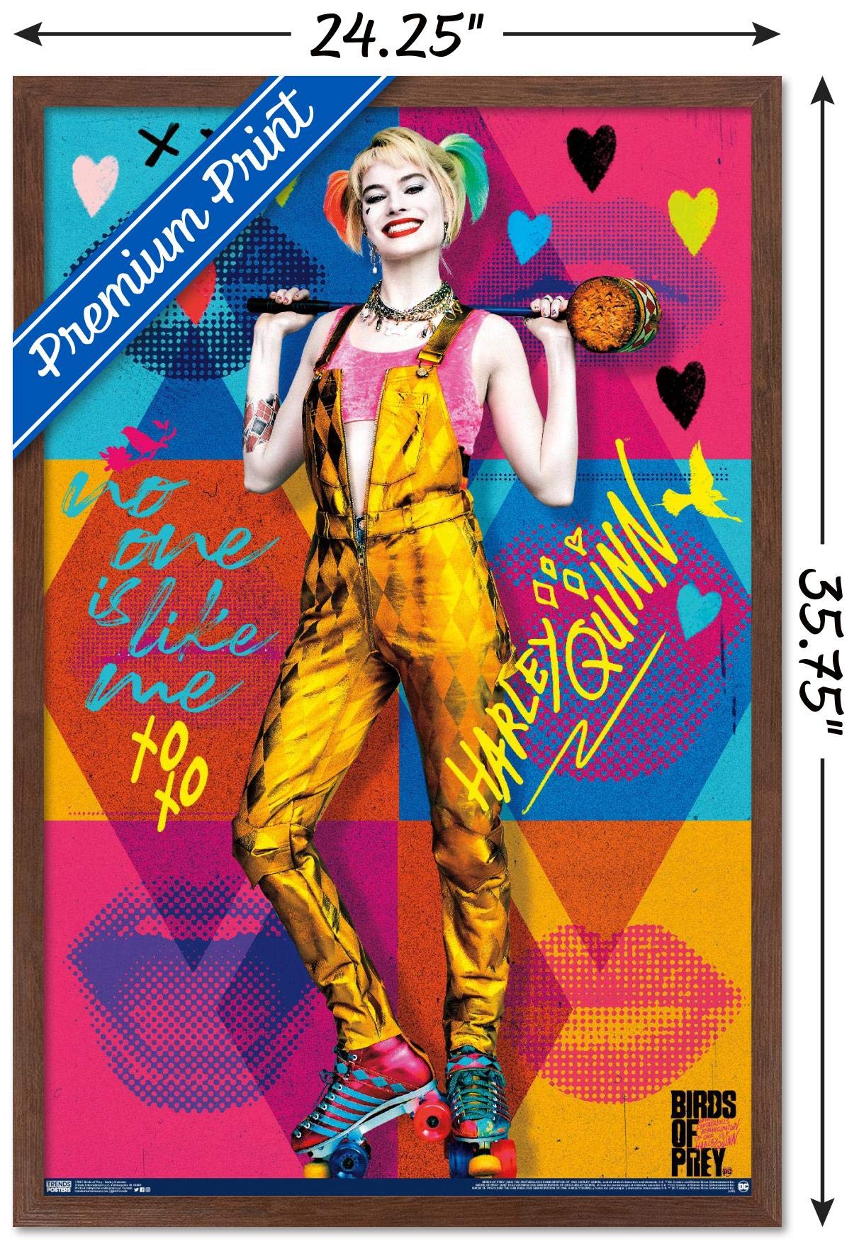 Trends International Dc Comics Movie - Birds Of Prey - Harley Quinn - Hammer Wall Poster, 22.375'' X 34'', Mahogany Framed Versi