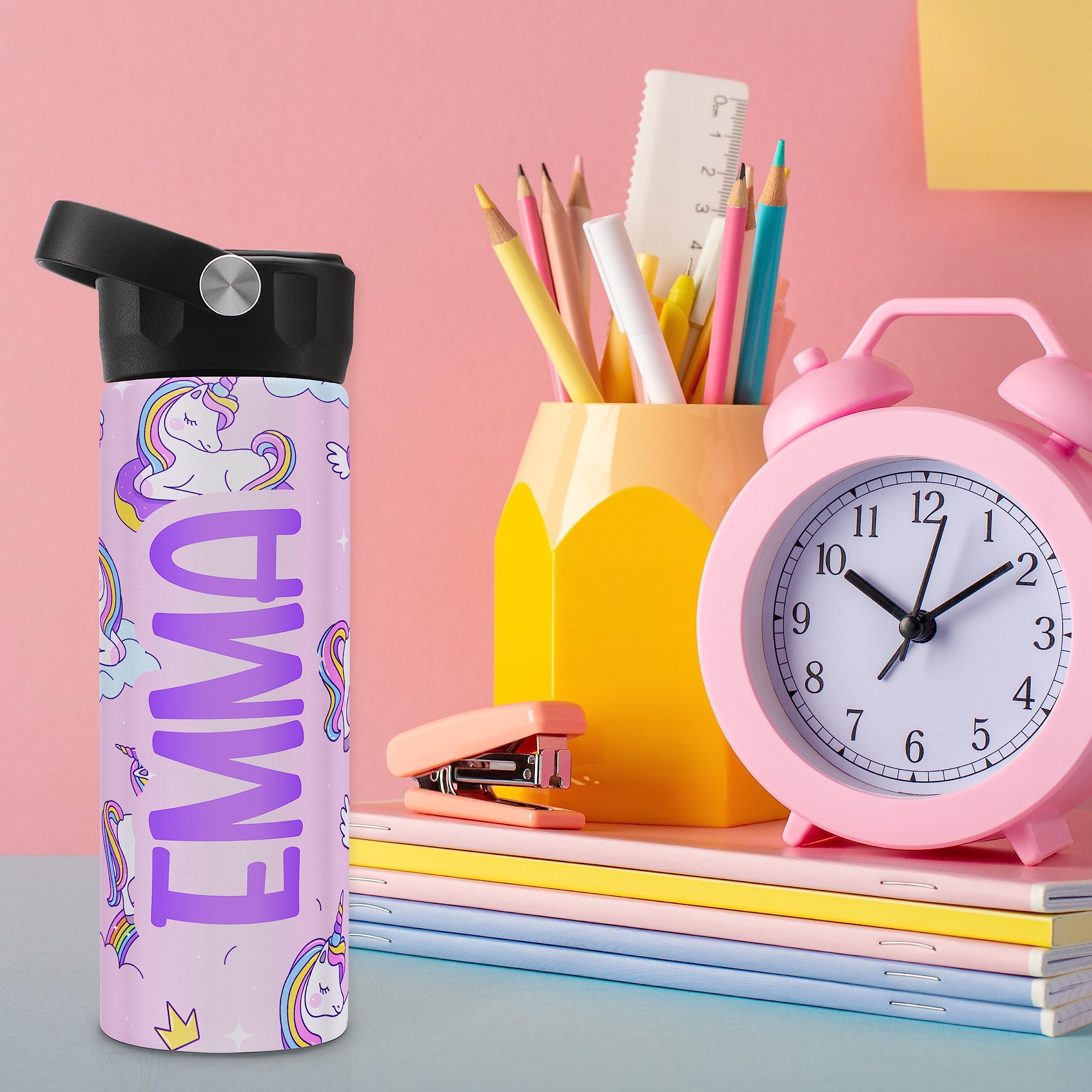 United Craft Supplies Personalized Kids Water Bottle W/Name - 14 Oz - 12 Designs - Bpa Free, Back To School Gifts, Custom Water