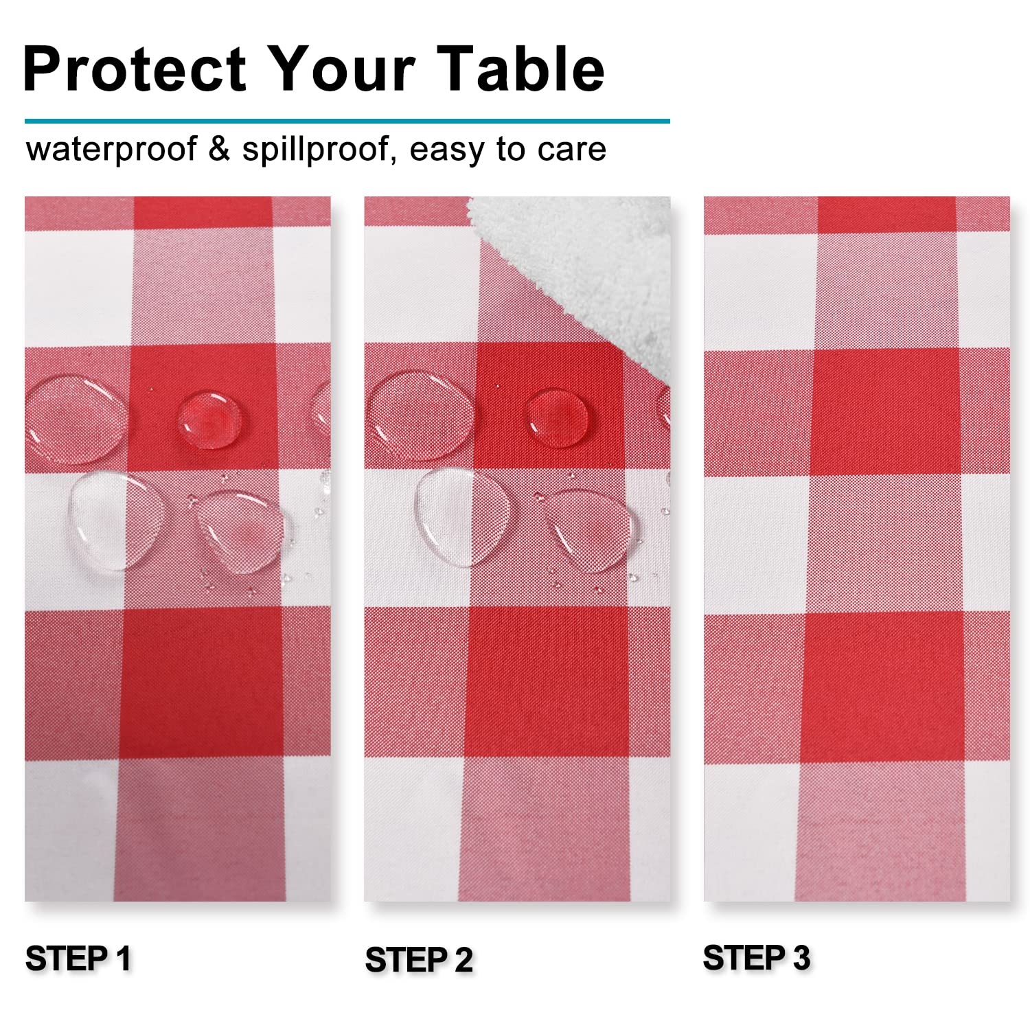 Hiasan Red And White Checkered Tablecloth Rectangle - Stain Resistant, Waterproof And Washable Plaid Table Cloth For Picnic, Hol