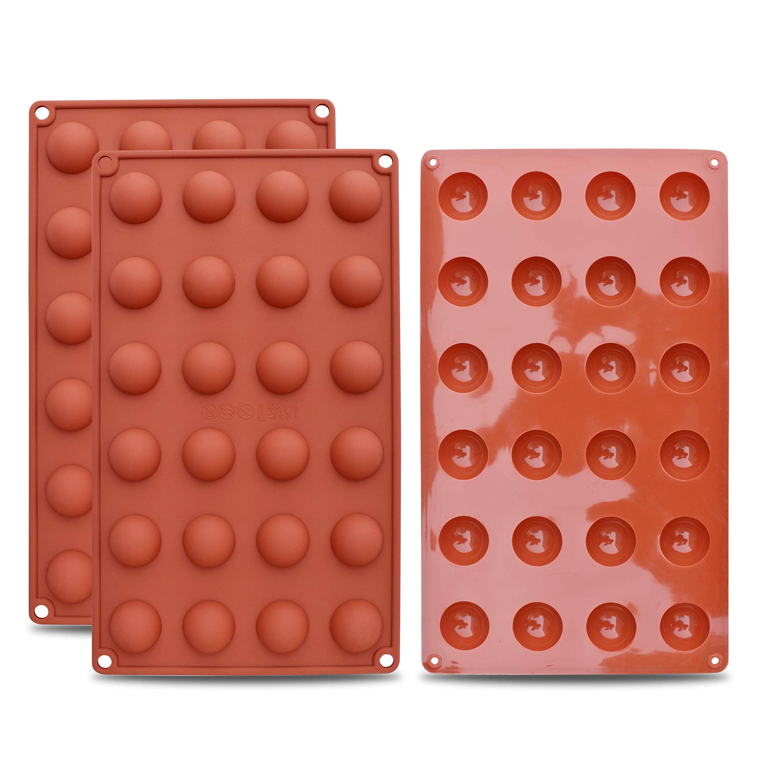 homEdge Mini 24Cavity Semi Sphere Silicone Mold, 3 Packs Baking Mold for Making Chocolate, Cake, Jelly, Dome MoussePay Atennti
