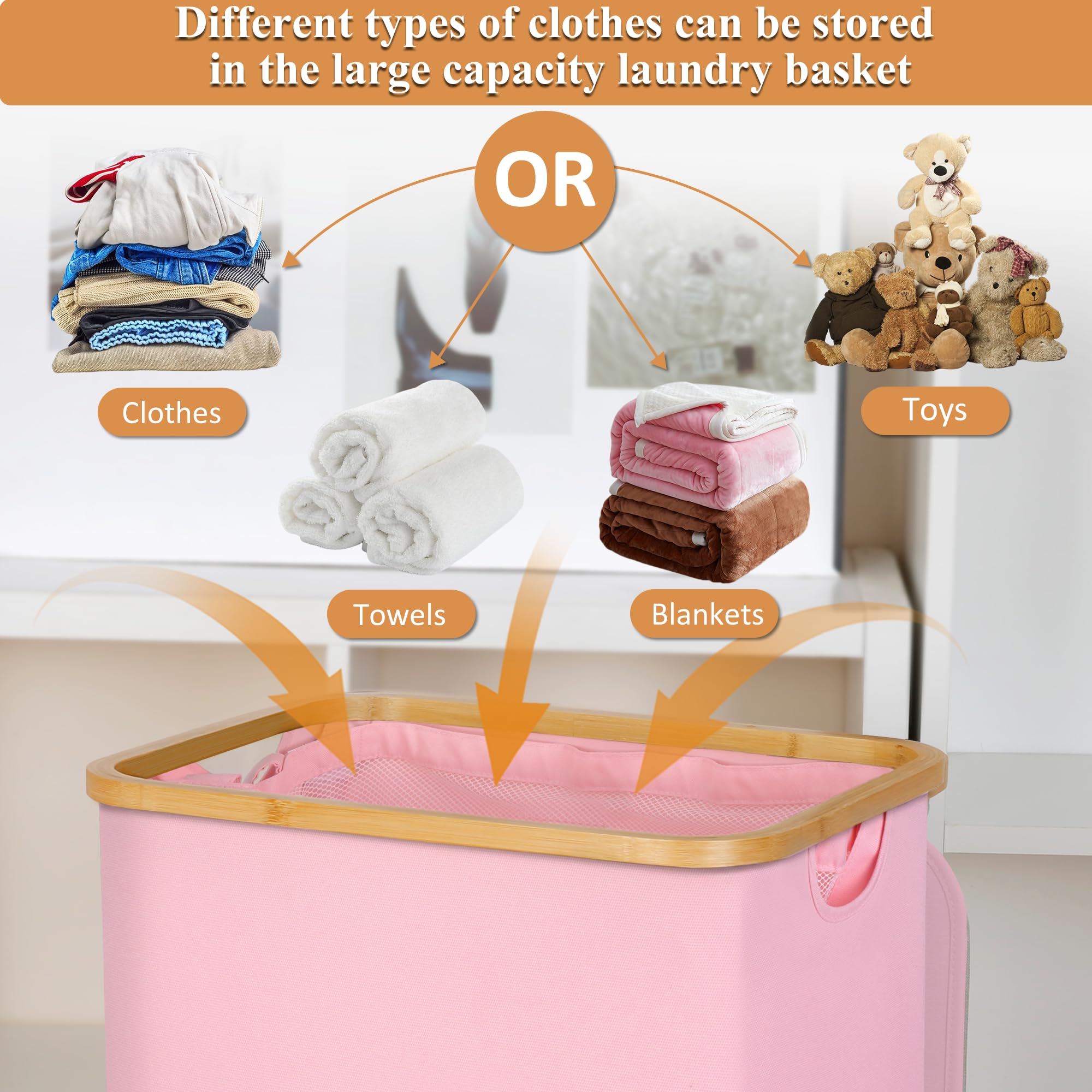 Iegrow Laundry Basket With Wheels, 110L Clothes Hamper For Laundry, Laundry Hamper With Lid And Inner Bag, For Laundry Room, Bed