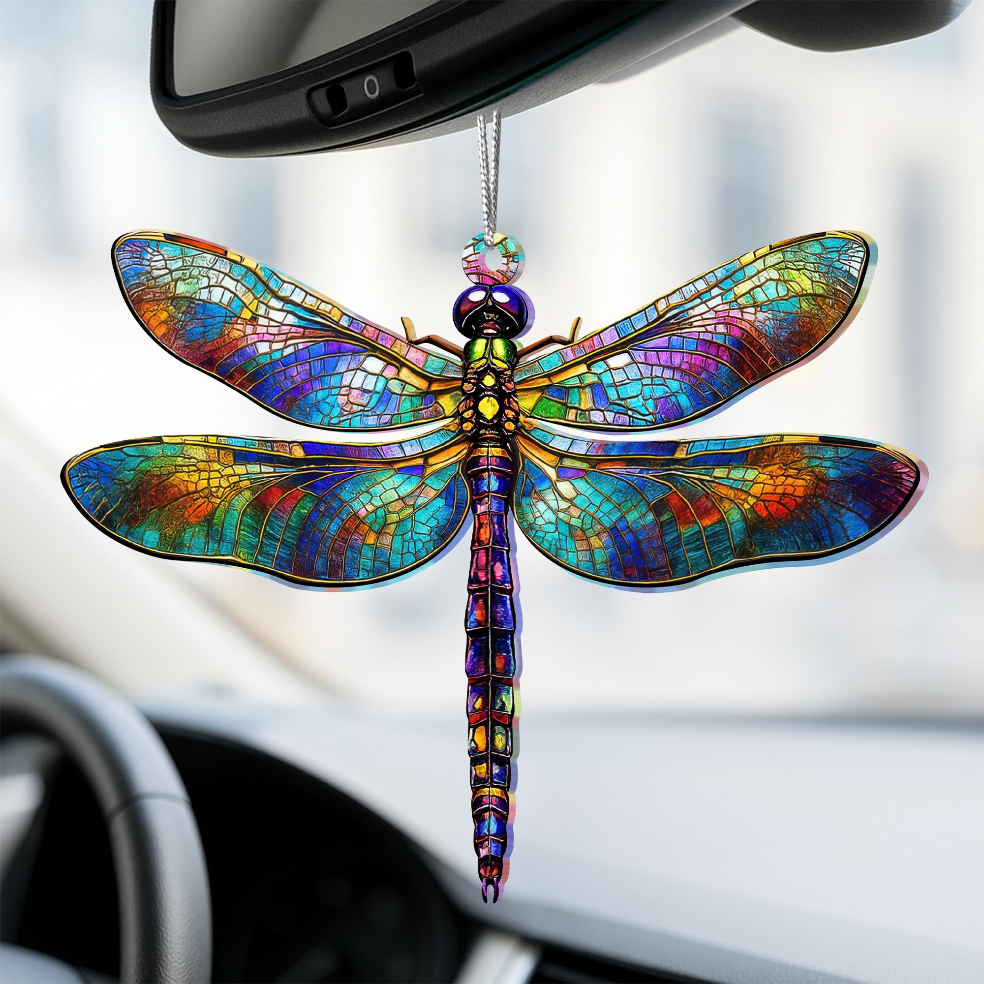 Sensemory Dragonfly Gifts for Women, Dragonflies Decor Suncatcher Effect, Dragon Fly Stained Glass Effect, Dragonfly Ornaments f