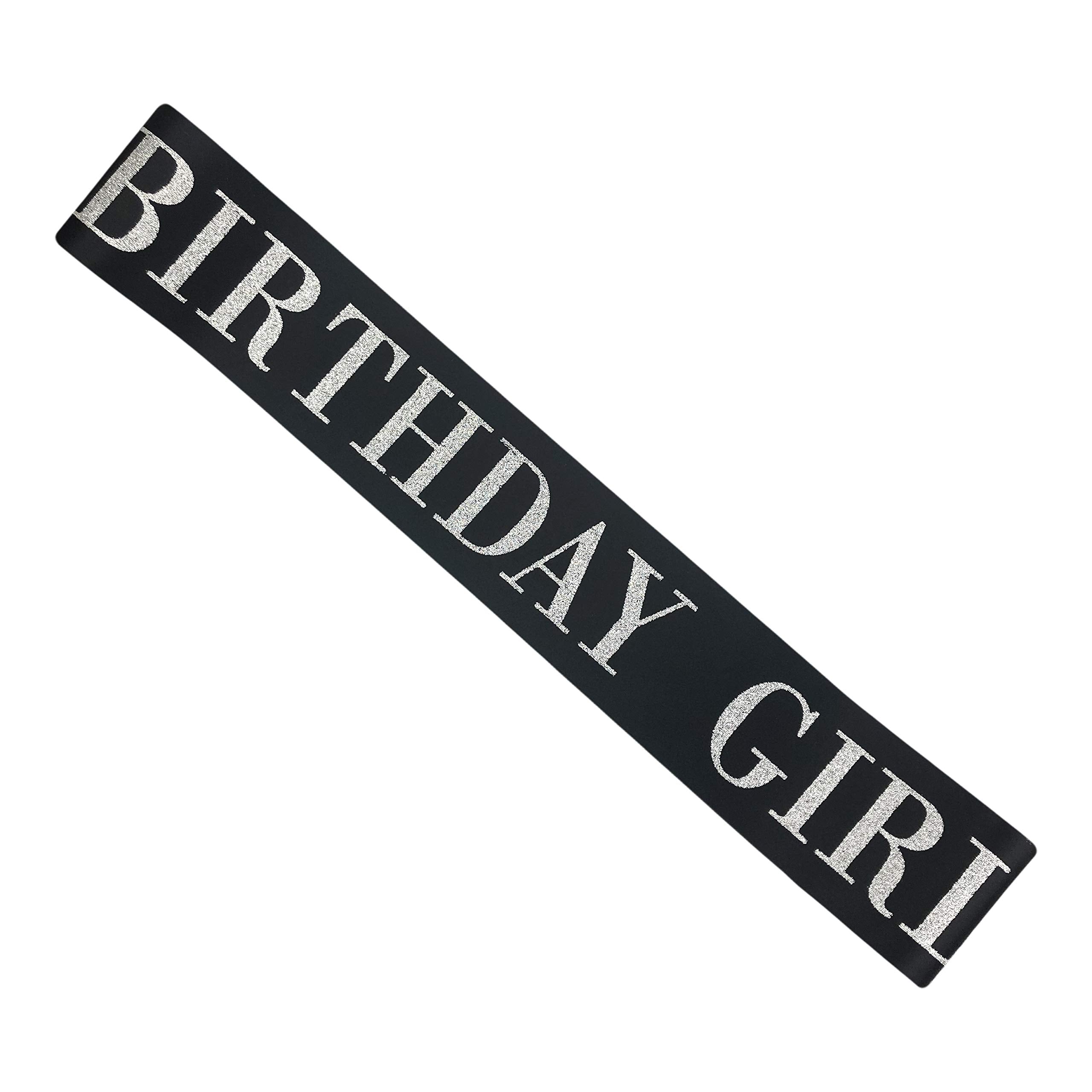 Birthday Girl Sash For Women,Black Satin Silver Glitter Sash,Happy Birthday Princess Party Decorations,Women'S Birthday Party Su