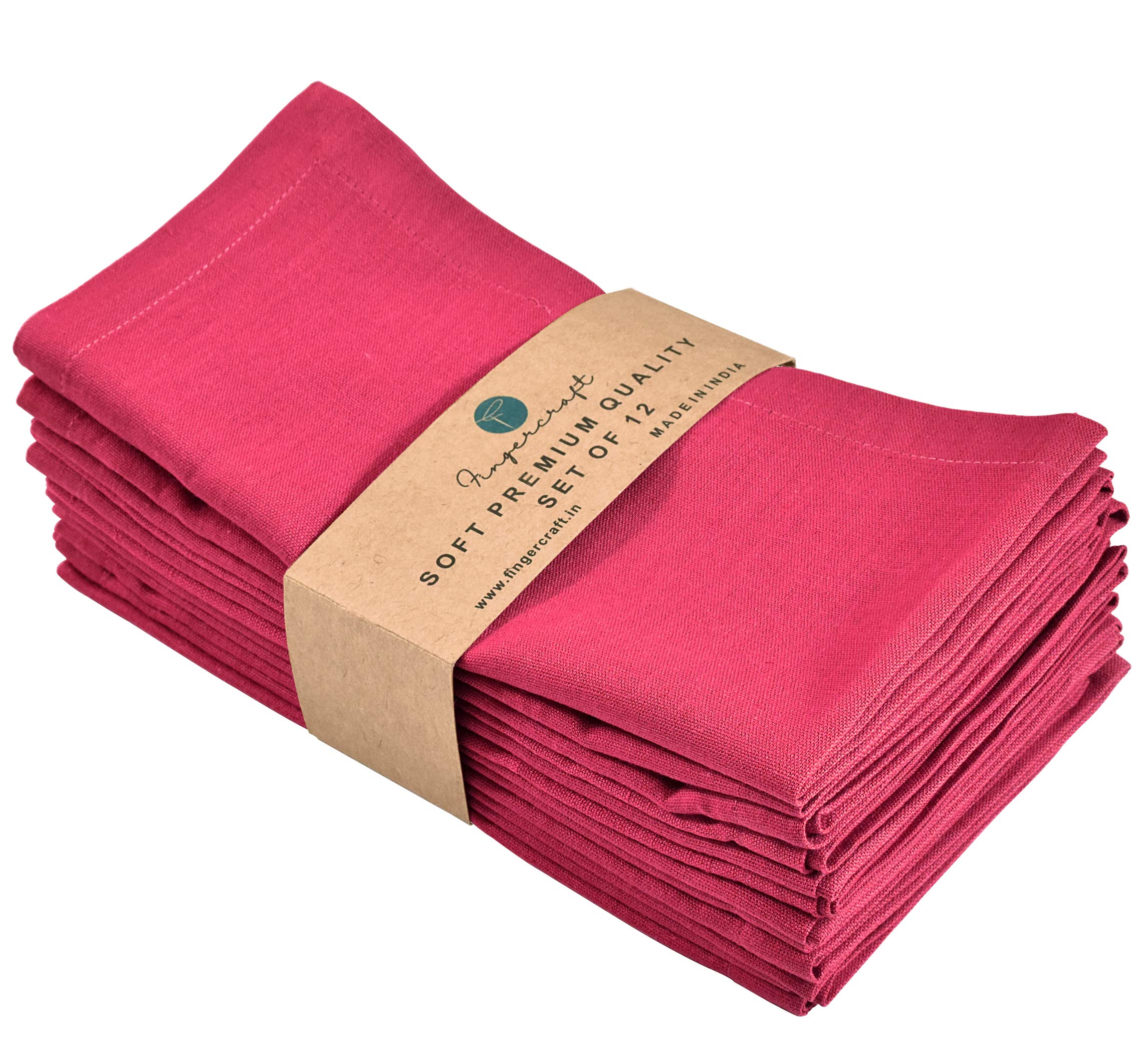 Fingercraft Dinner Cloth Napkins, Cotton Linen Blend Fabric 12 Pack, Premium Quality, Mitered Corners For Every Day Use Napkins