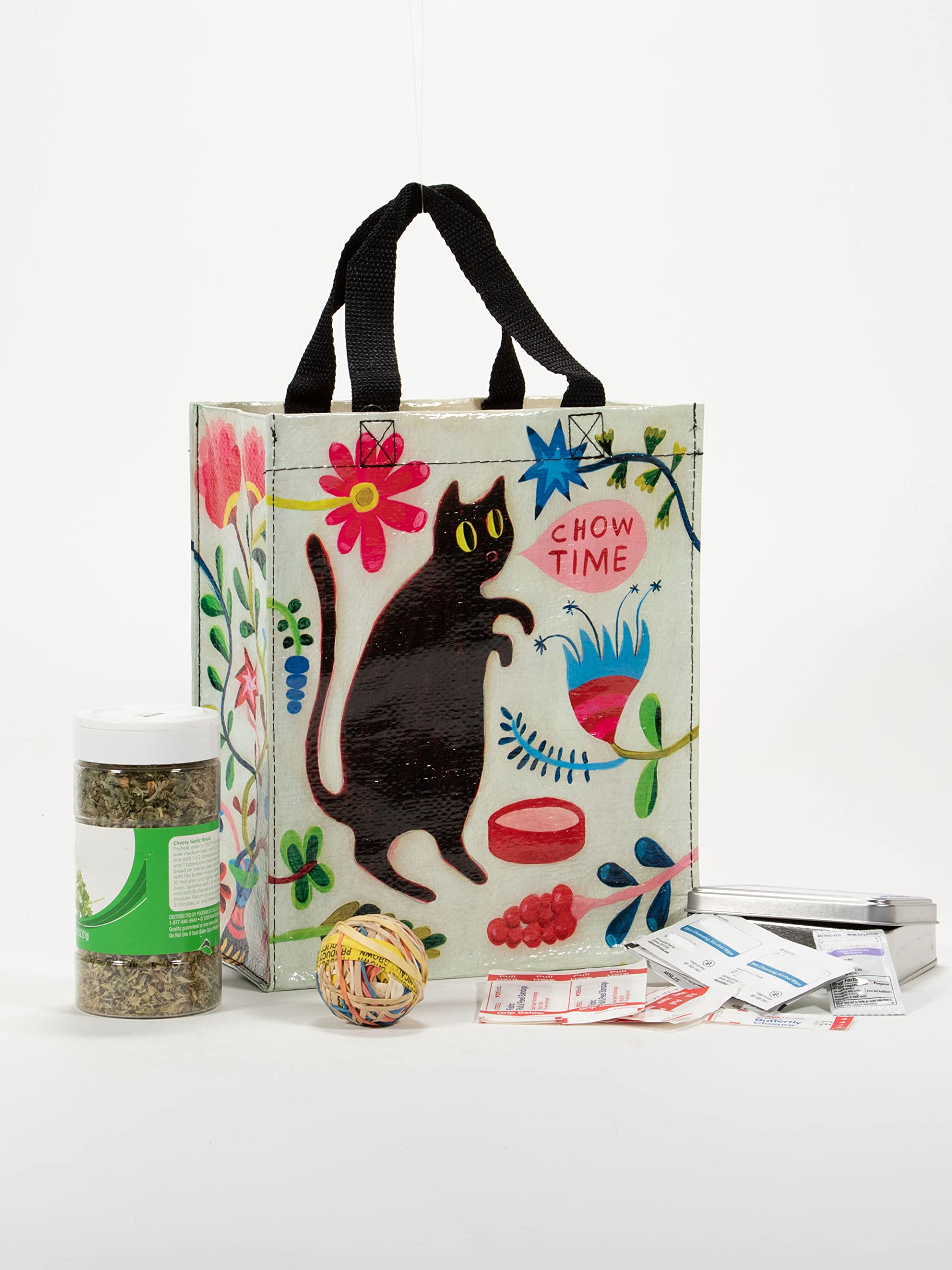 Blue Q Handy Tote ~ Kitty Says It'S Chow Time. Reusable Lunch Bag, Little Tote, Gift Bag, Sturdy And Easy To Clean, Made From 95