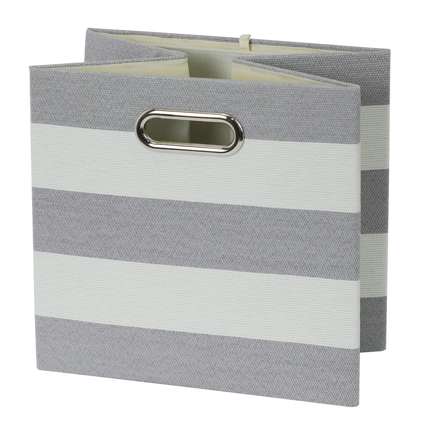 Posprica 3X Thicker Storage Bins Storage Cubes 11?11 Collapsible Storage Boxes Containers Organizer Baskets for Nursery Office Closet Shelf - 4pcs  Grey-white Striped