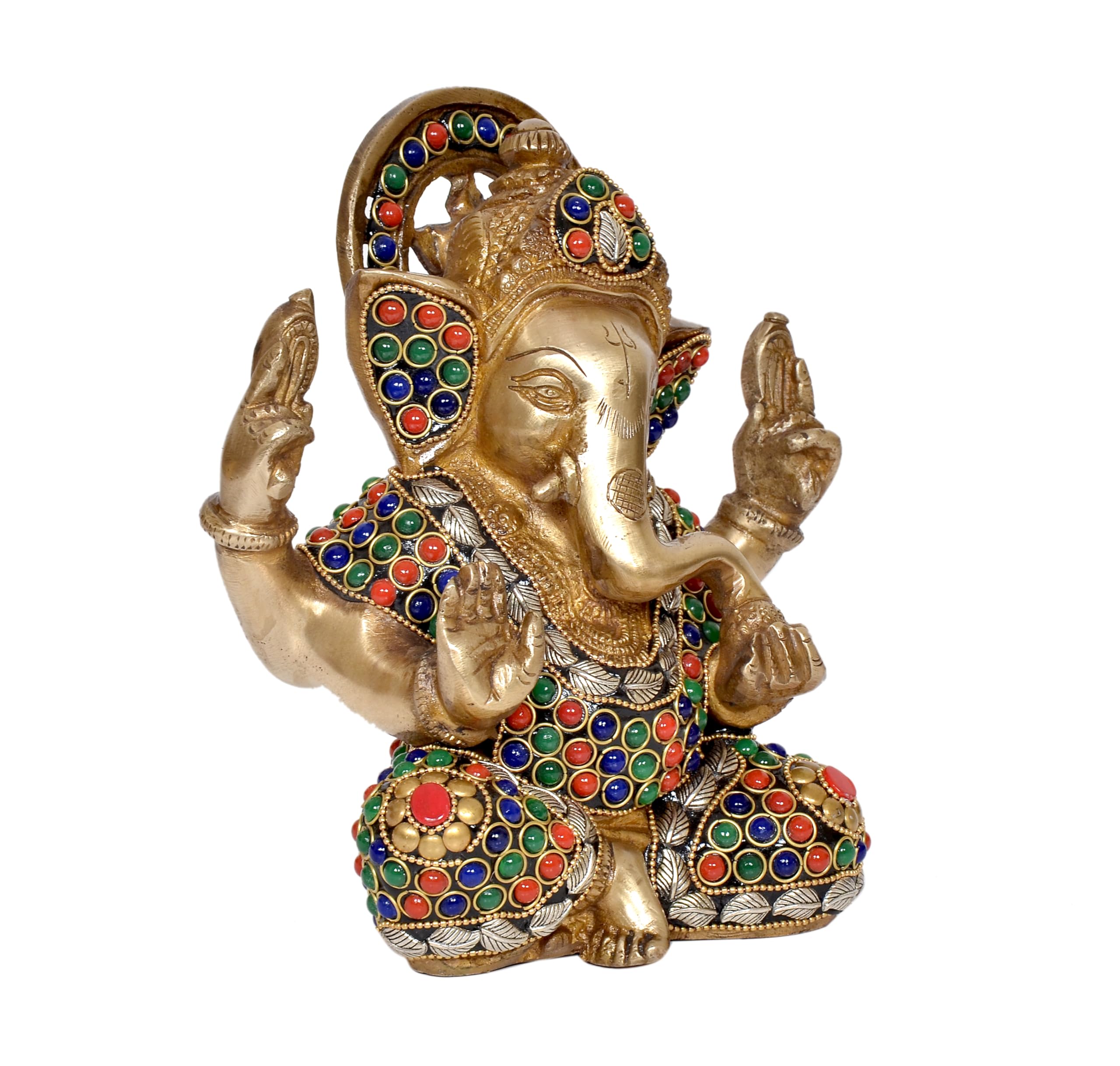 Dattatreya Brass Ganesh Statue Handcrafted Lord Ganesha Idol For Home Decor And Pooja - Hindu God Ganapati Figurine (Height 6.5