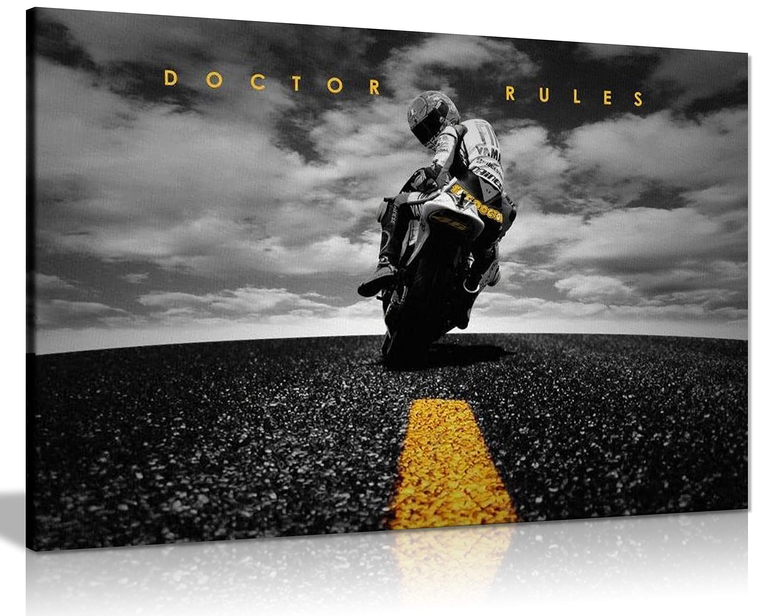 Panther Print, Motorcycle Canvas Wall Art, Quality Bike Decor Prints For Man Cave And Bedroom, Large Canvas Picture, Valentino R