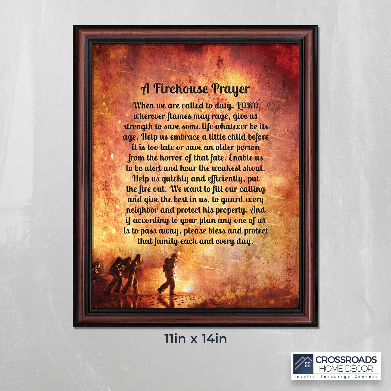 Crossroads Home D  Cor Firemans Prayer Picture Frame, Firefighter Decor, Firefighter Graduation Present, 2107W