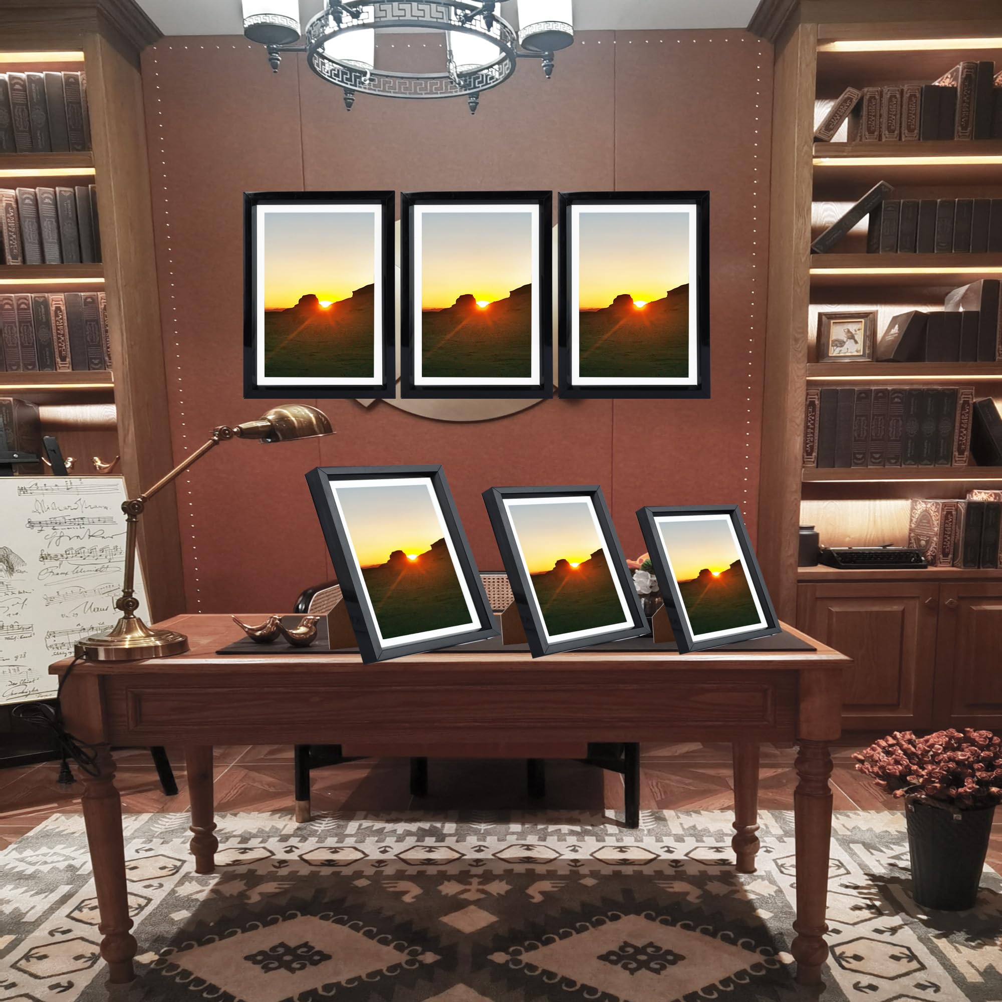 Aynoo 8.5x11 Picture Frame, Display Pictures 8.5x11 Collage Frame Black, Wall and Tabletop Plastic Frame,Black