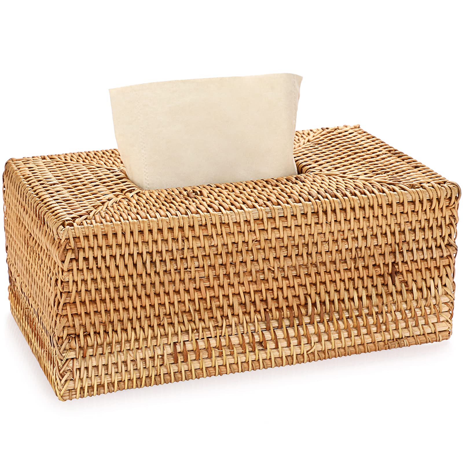 Sumnacon Tissue Box Cover Rectangle Tissue Box Rattan Tissue Box Holder,Wicker Decorative Tissue Holder For Bathroom Toilet Livi